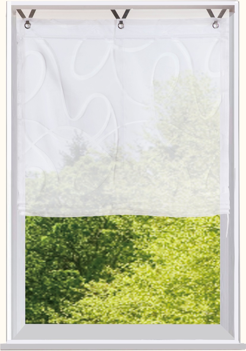Kutti Raffrollo »Jamaica«, mit Hakenaufhängung, freihängend, Polyester, Streifen, mit ohne gewebt, Bohren, halbtransparent, | Edelstahlhaken BAUR