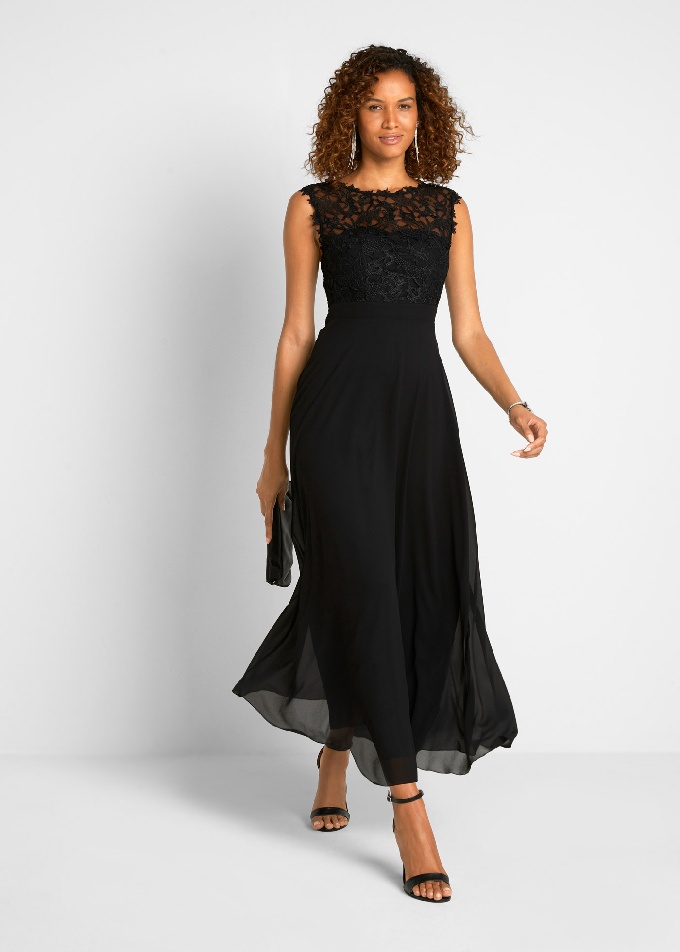 bonprix "Maxikleid mit Spitze" für festliche Anlässe, vollständig gefüttert, taillierte Passform