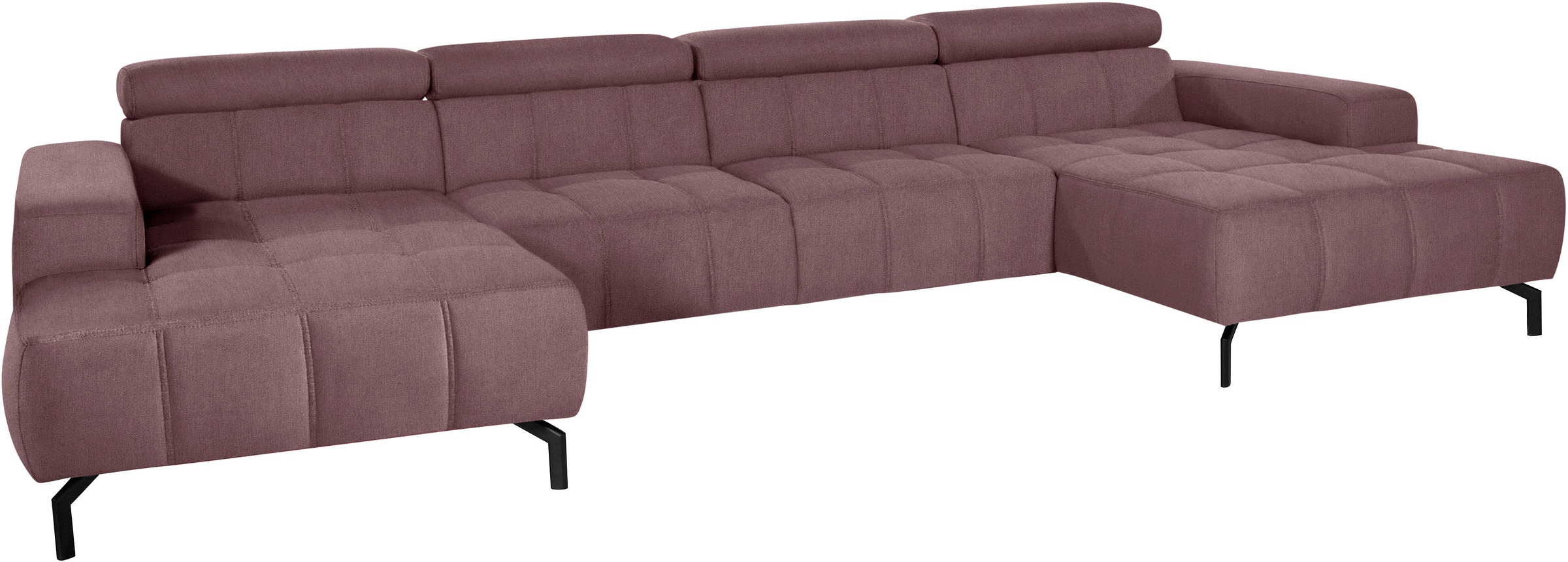 DOMO collection Wohnlandschaft »Cunelli tolle Sitznähte als Designelement, fester Sitzkomfort, U-Form«, wahlweise mit Kopfteilverstellung, bodenfrei