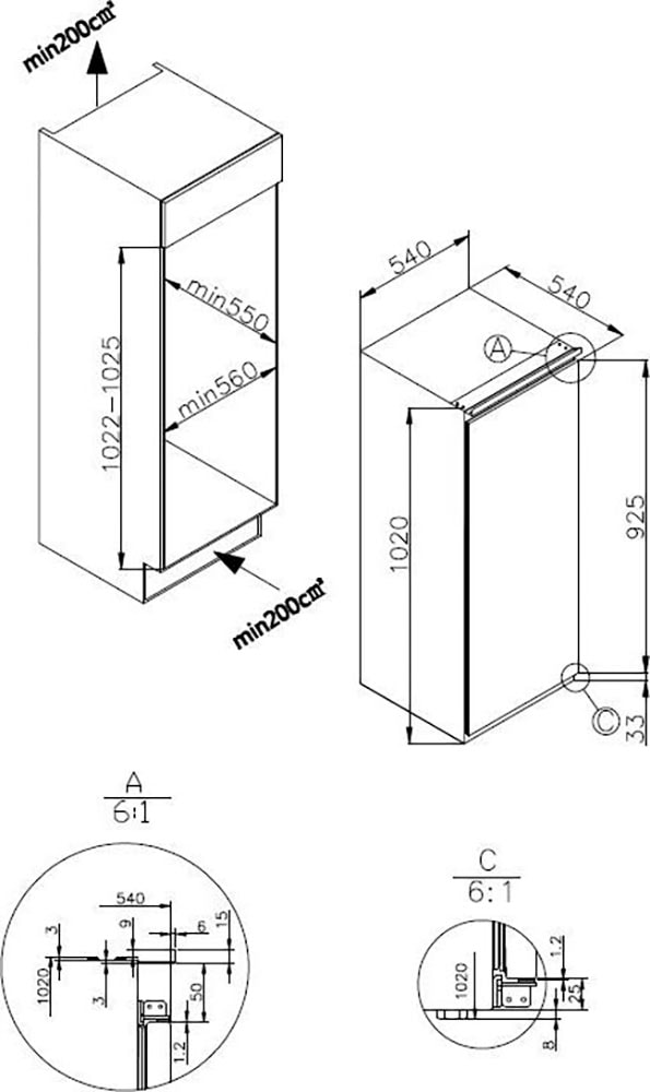 Amica Einbaukühlschrank »EKSS 361 215«