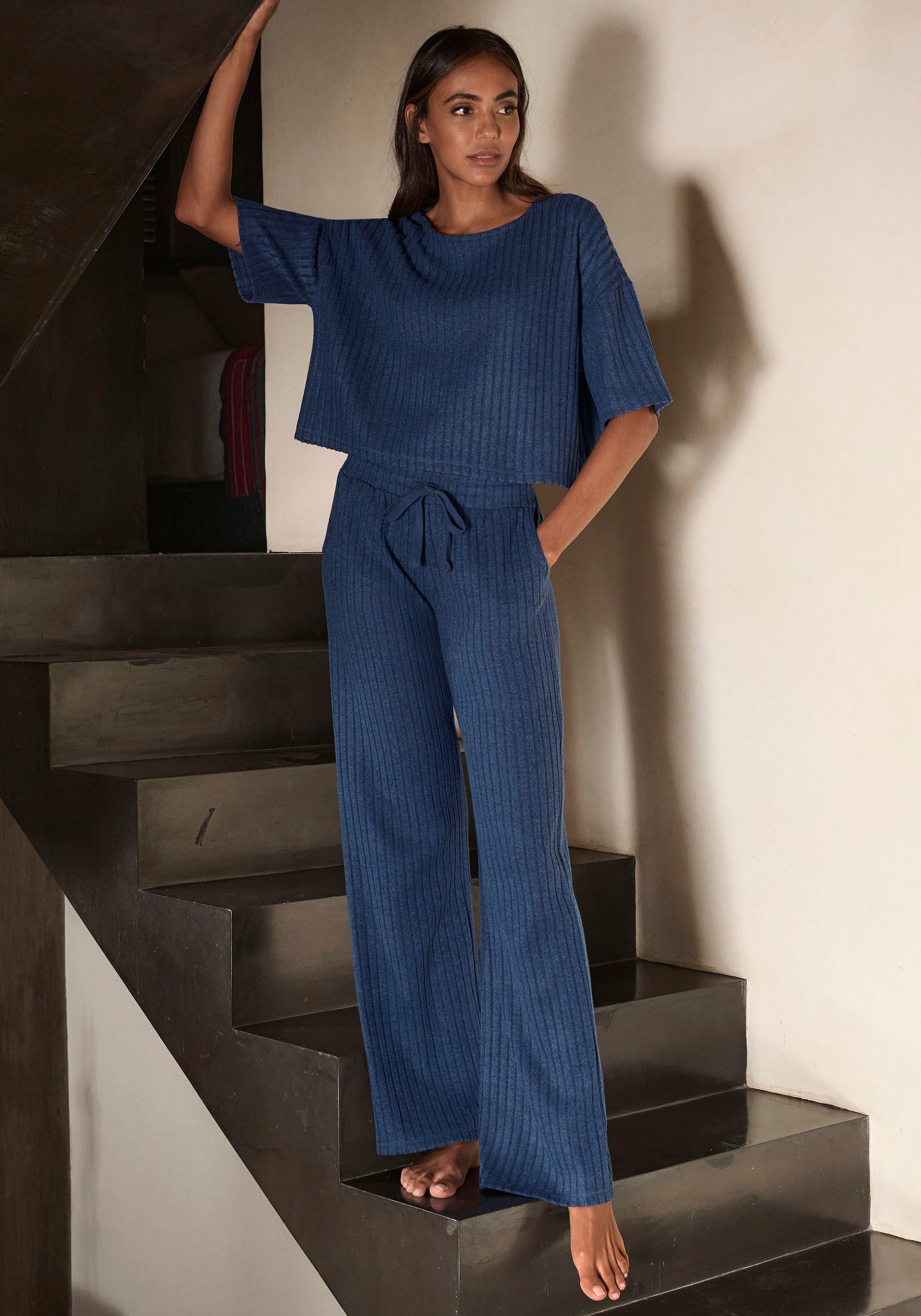 LASCANA 3/4-Arm-Shirt, Lounge-/Strickshirt aus weichem Strick, Loungewear