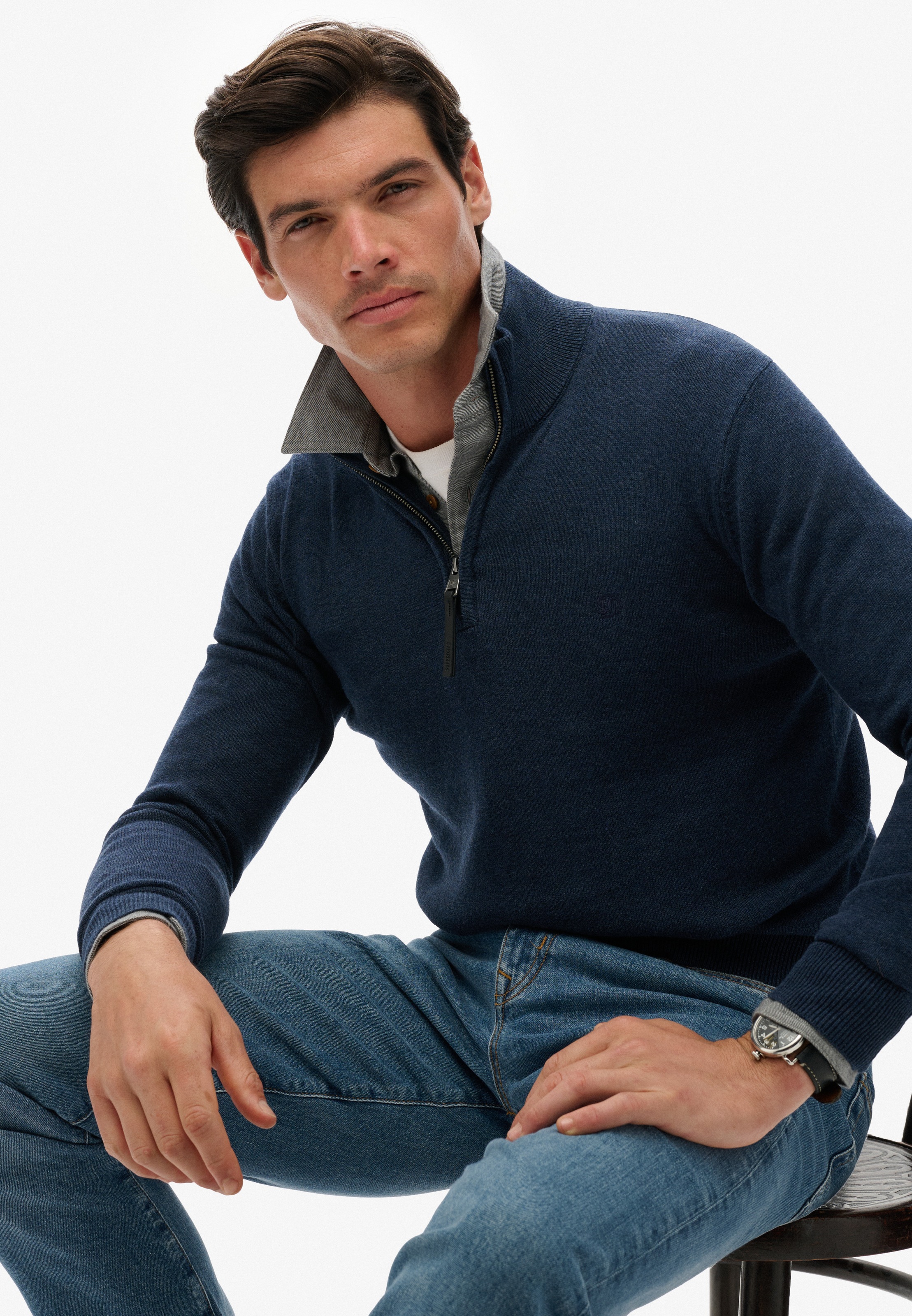 Superdry Strickpullover "ESSENTIALS COTTON HALF ZIP" günstig online kaufen