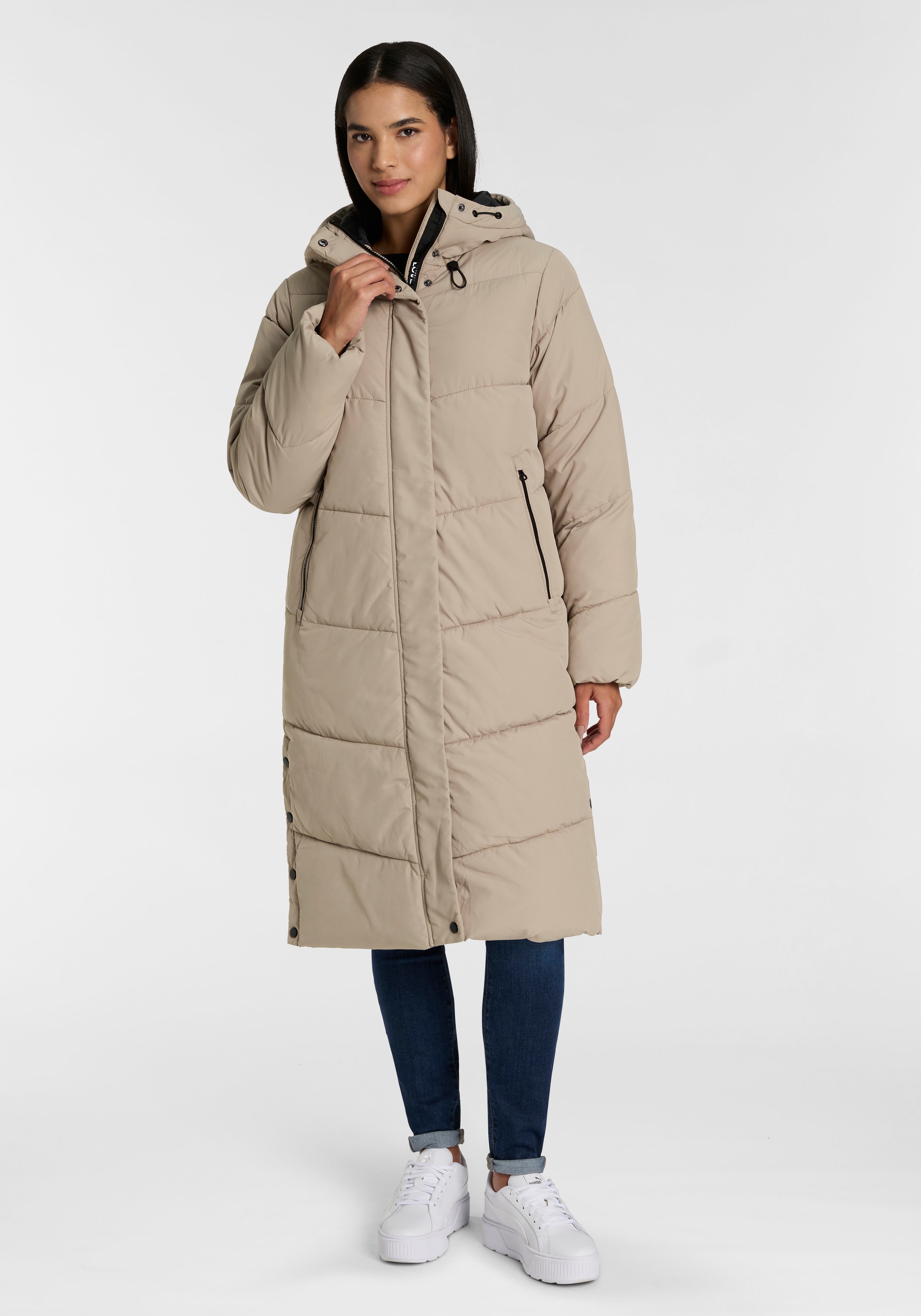 ONLY Steppmantel "ONLMEGAN LIFE LONG PUFFER COAT CS OTW" verdeckter Zipper, günstig online kaufen