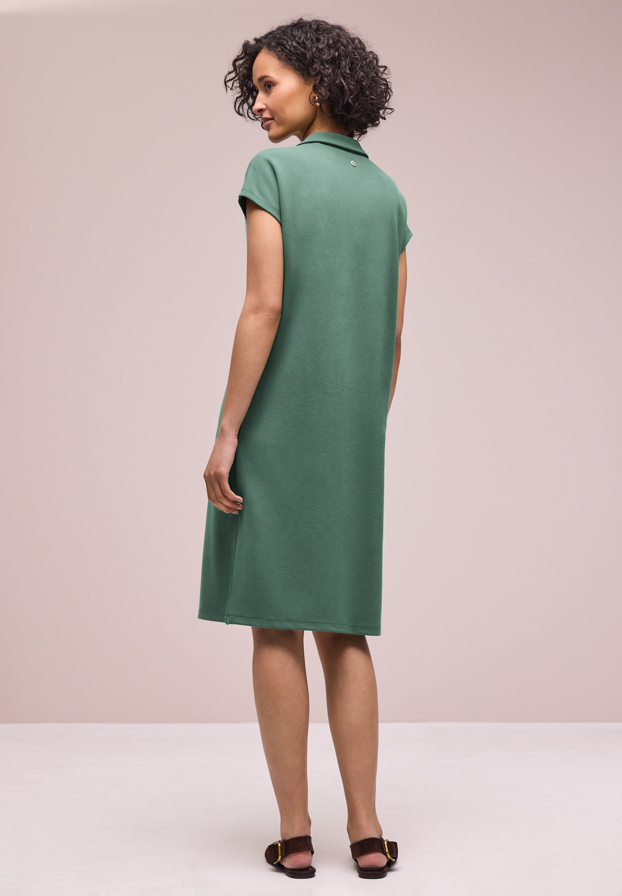 STREET ONE Shirtkleid Viskosemix, knielang, mit Polokragen
