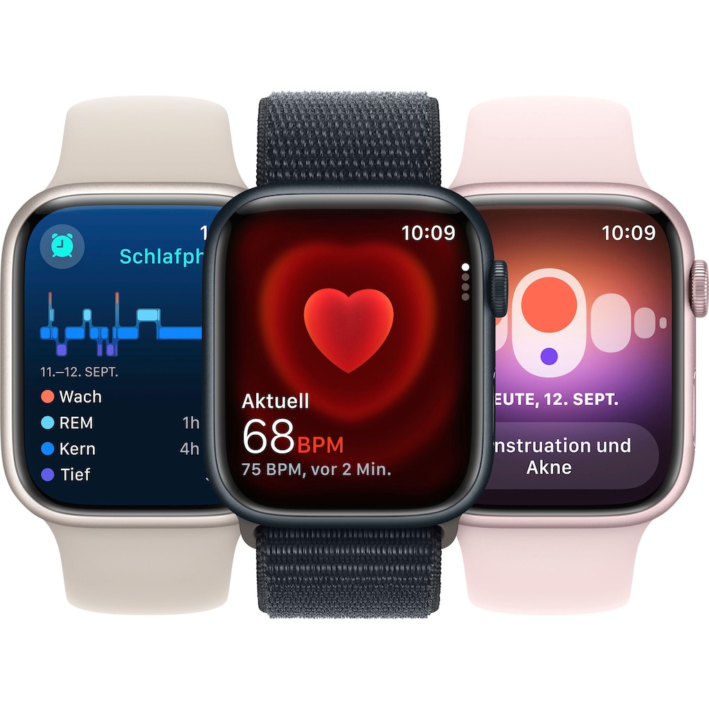 Apple Smartwatch »Watch Series 9 GPS + Cellular 45mm Aluminium S/M«, (Watch OS 10)