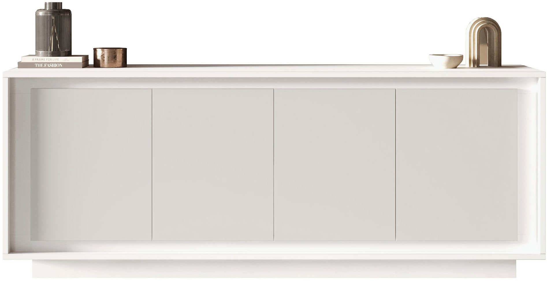 Home affaire Sideboard "Sky, B/T 207/50 cm, Kommode/Anrichte/Stauraumschrank, 4 Türen" Softclosing, Korpus & Front 22 mm stark, Rahmen-Optik