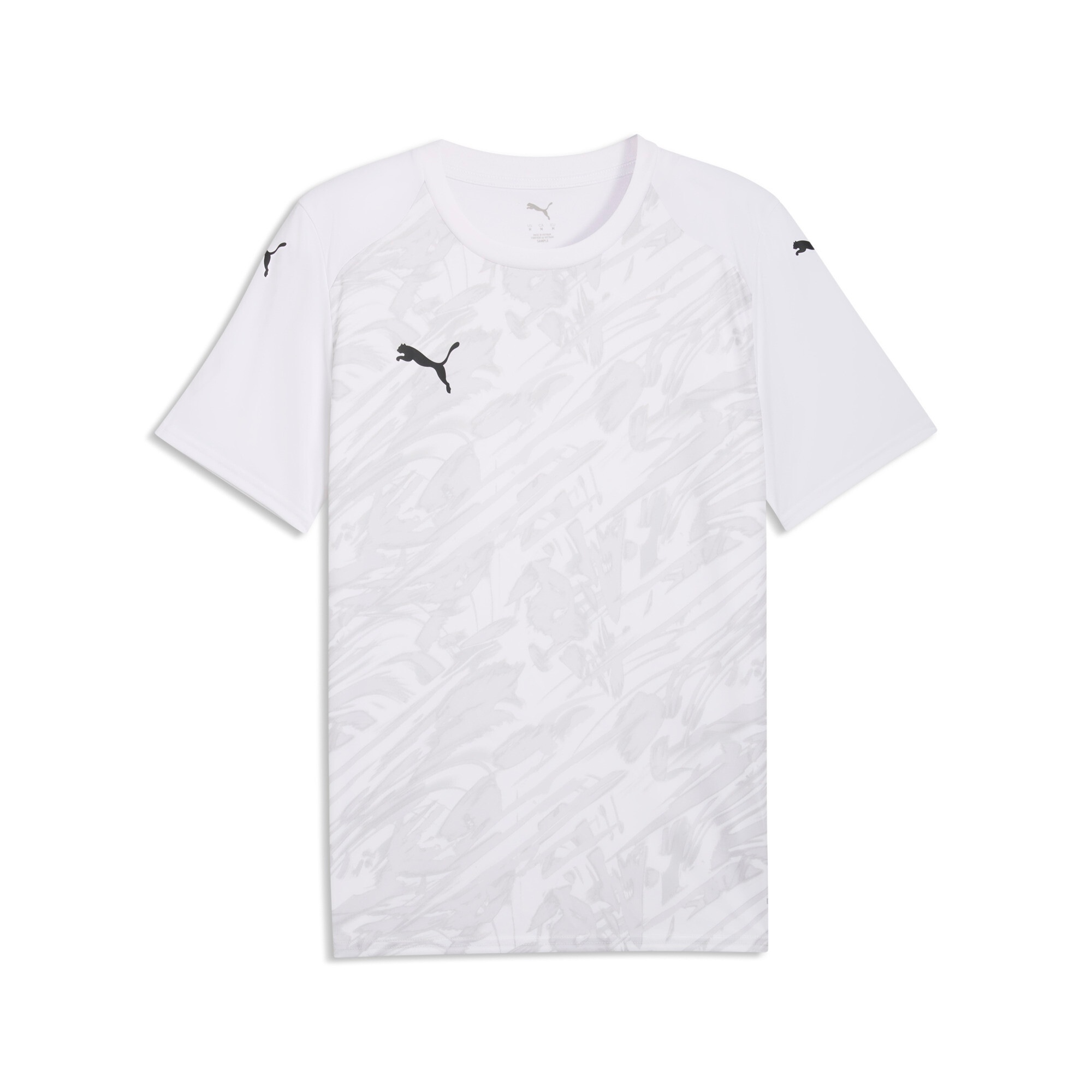 Fußballtrikot PUMA "TEAMFINAL GRAPHIC JERSEY", Herren, Gr. XL, puma weiß, puma schwarz, feather gray, Interlock, Obermaterial: 100% Polyester, bedruckt, slim fit normal, V-Ausschnitt, Trikots Fußballtrikot, mit V-Ausschnitt, Kurzarmdesign, sportlicher Sti