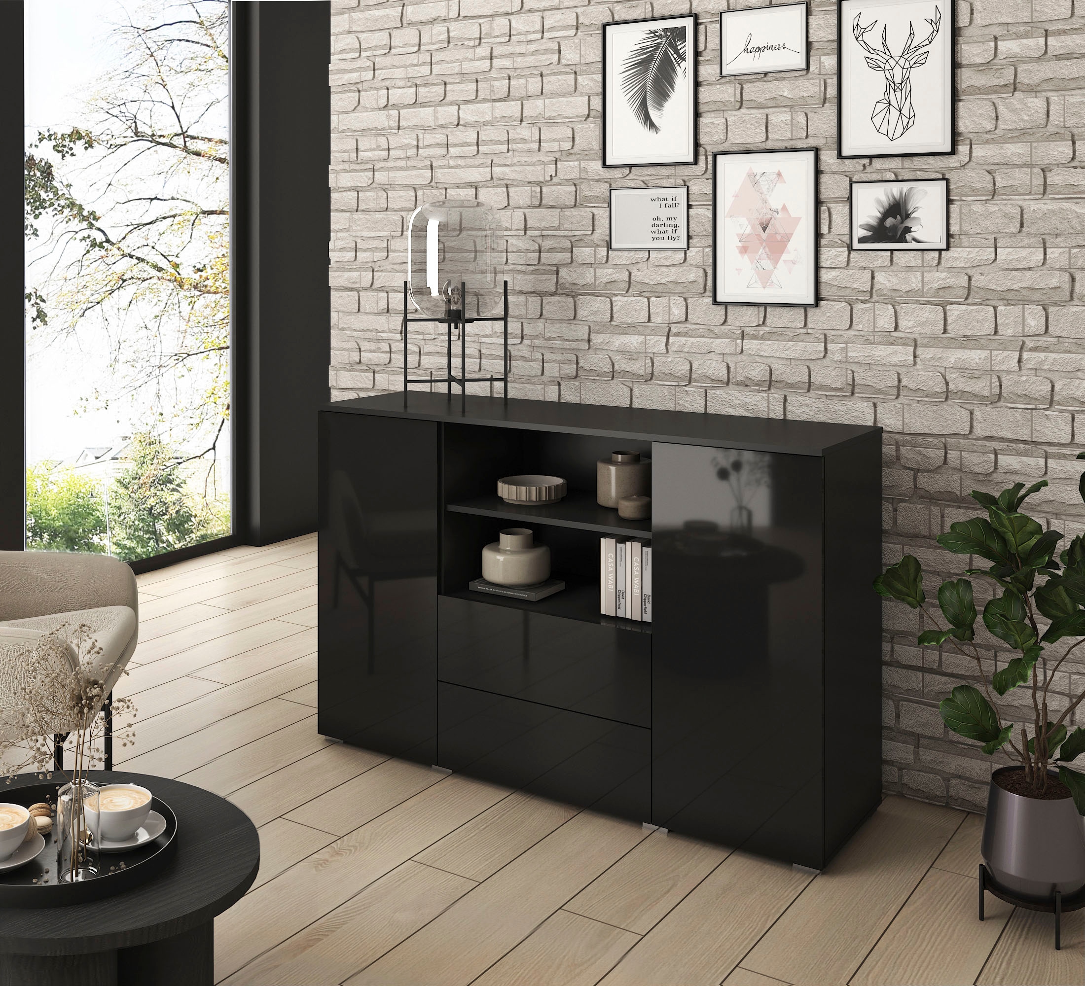 INOSIGN Sideboard "PARIS", (1 St.), Moderne 140cm breite grifflose Kommode, vielseitig einsetzbar