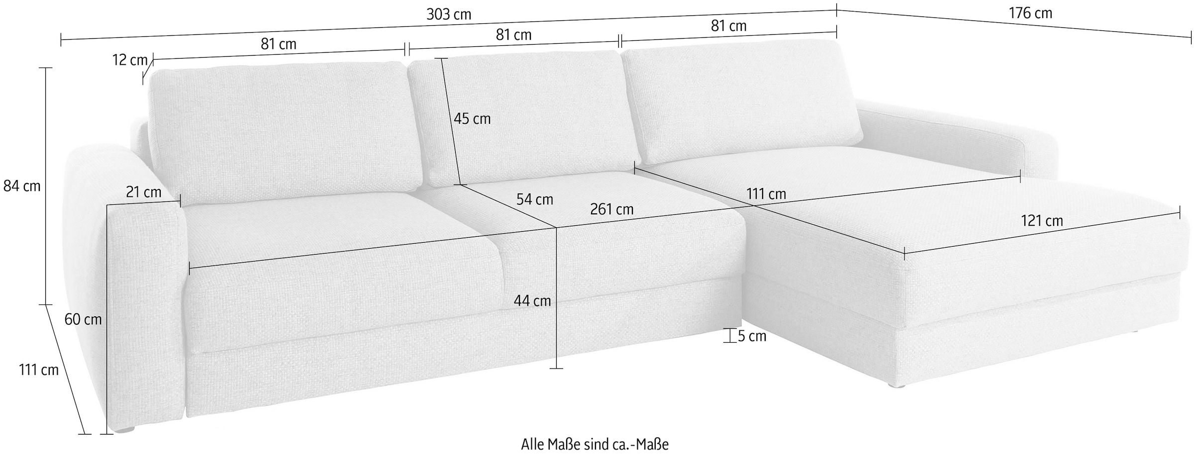 Places of Style Ecksofa »Bloomfield, bequem und elegant, OTTOs Choice, L-Form«, wahlweise mit Bettfunktion und Bettkasten