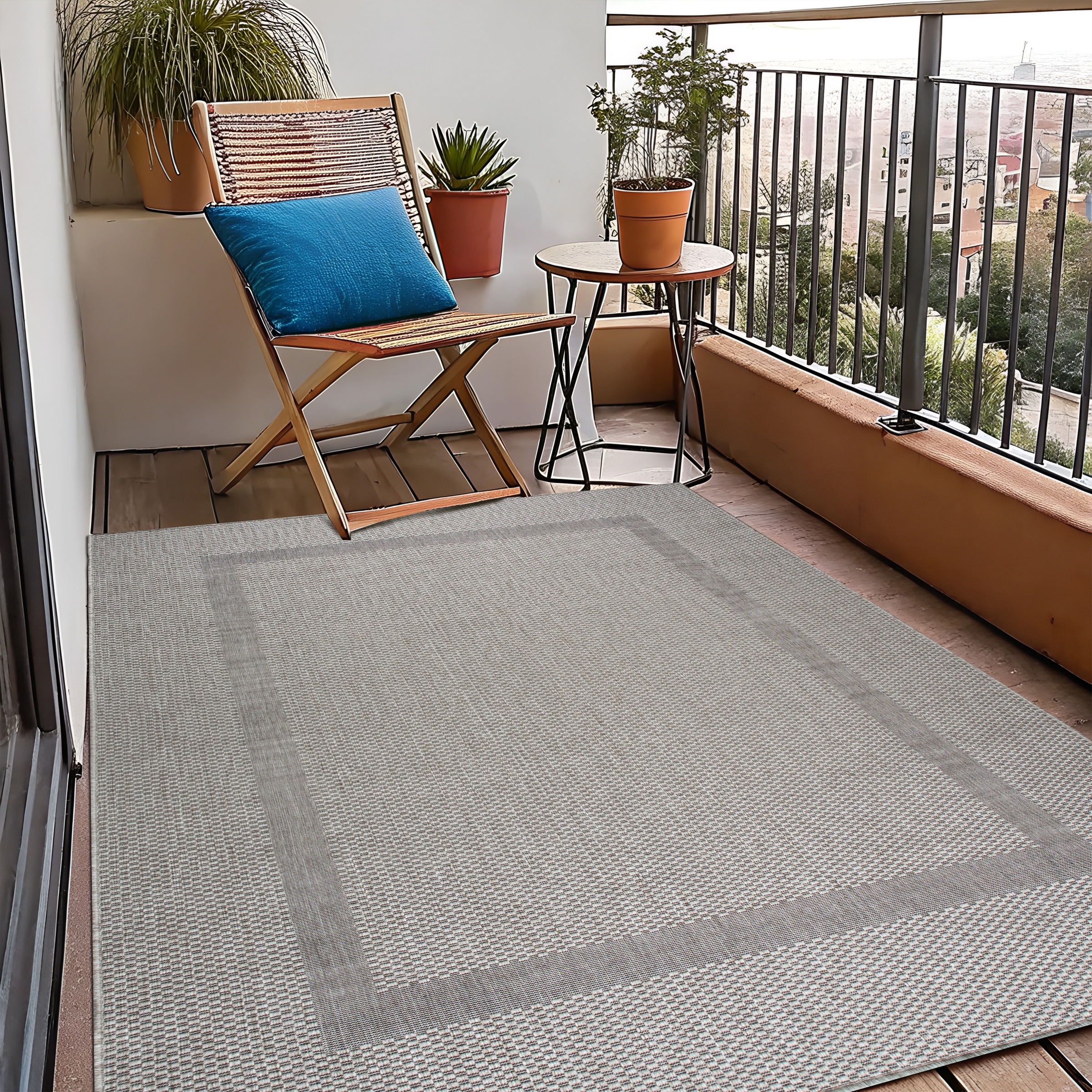 my home Teppich »Venedig Bordüre auch als Läufer erhältlich«, rechteckig, 3 mm Höhe, In- und Outdoor geeignet, Sisal-Optik, Wetterfest & UV-beständig