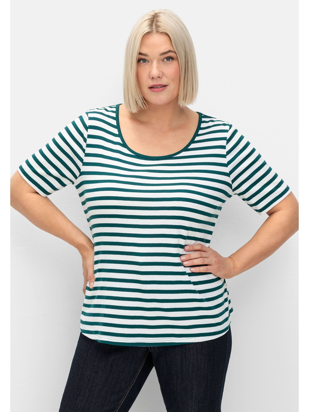 Sheego T-Shirt »Große Größen«, mit garngefärbtem Ringel, aus Rippware