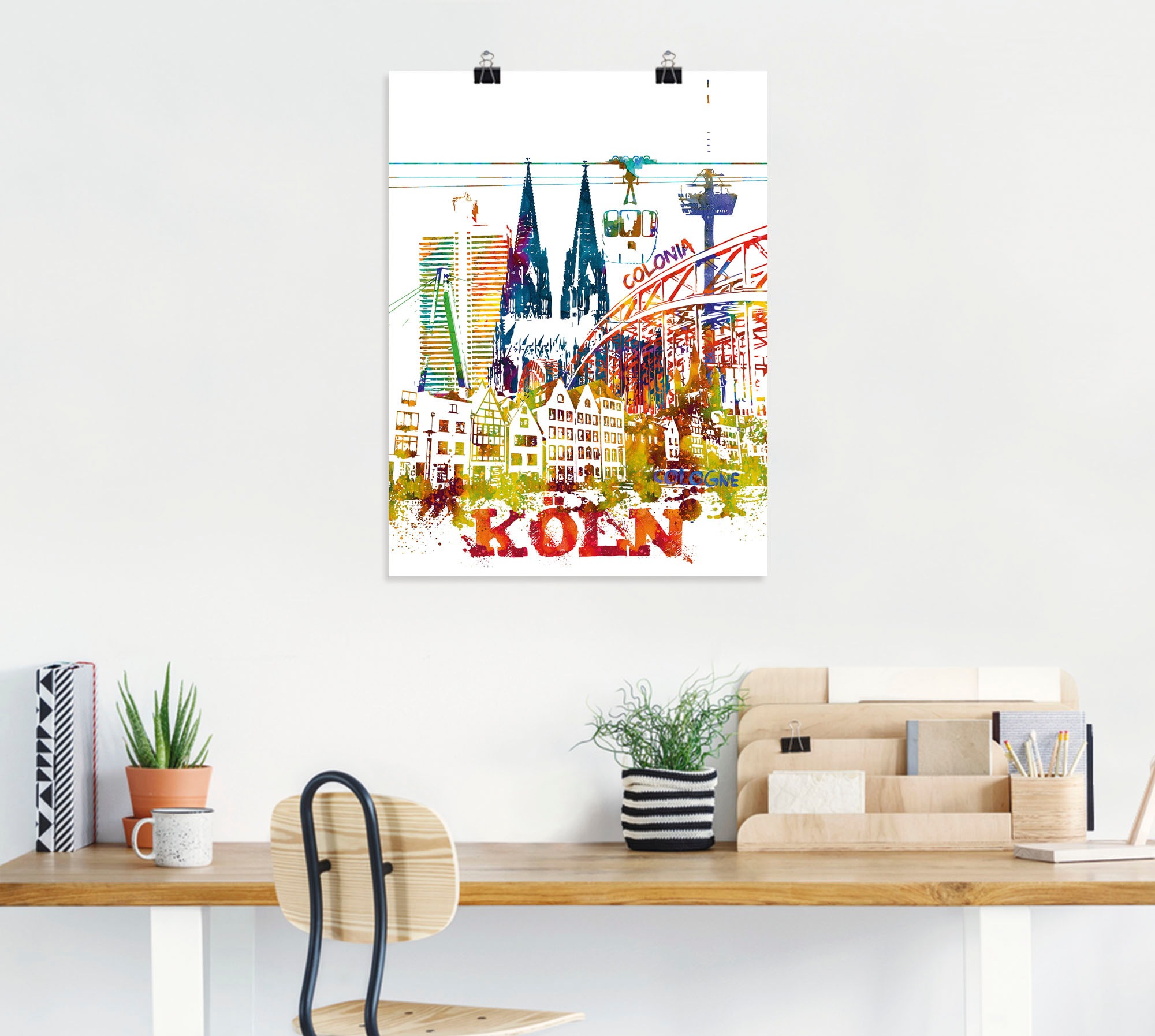 Artland Leinwandbild "Köln Dom Grafik" Köln 1 Stk. tlg. auf Keilrahmen gesp günstig online kaufen