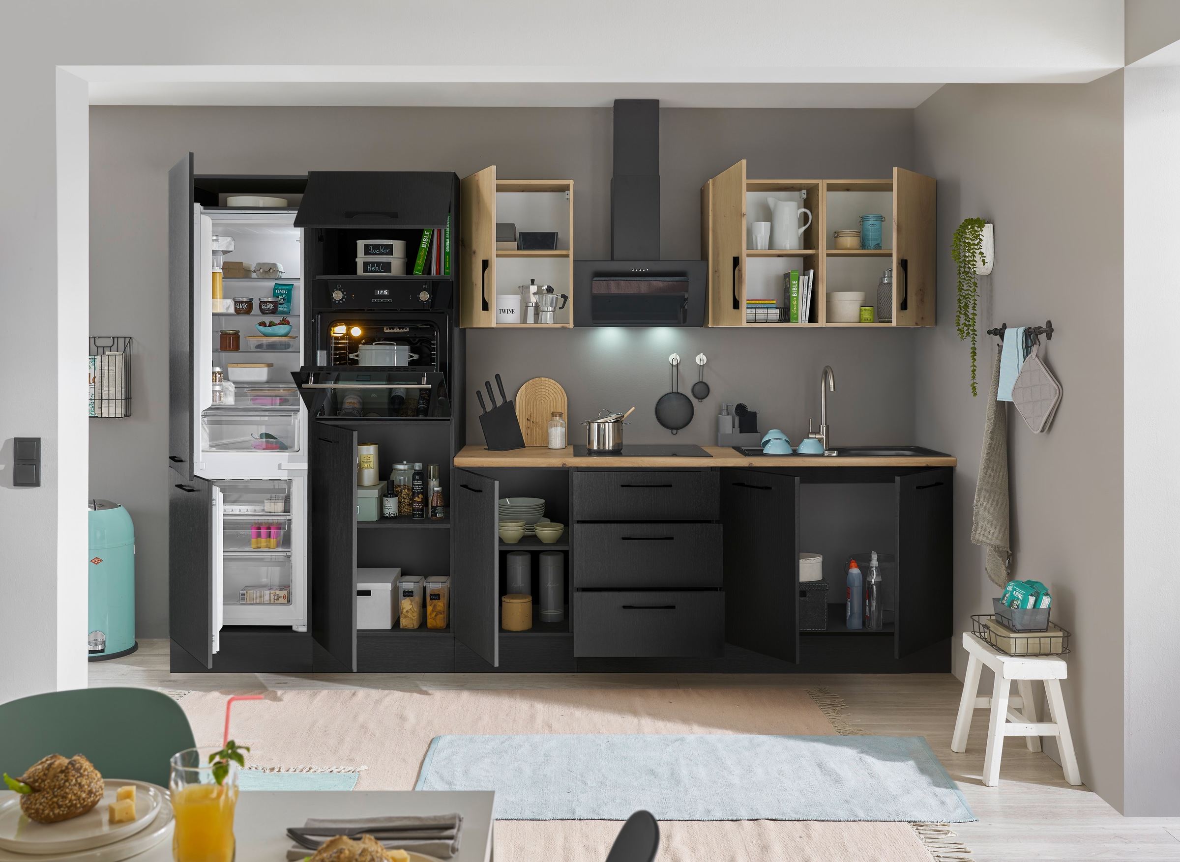 BASIC by Balculina Küchenzeile »Turin«, Breite 330 cm, wahlweise mit E-Geräten