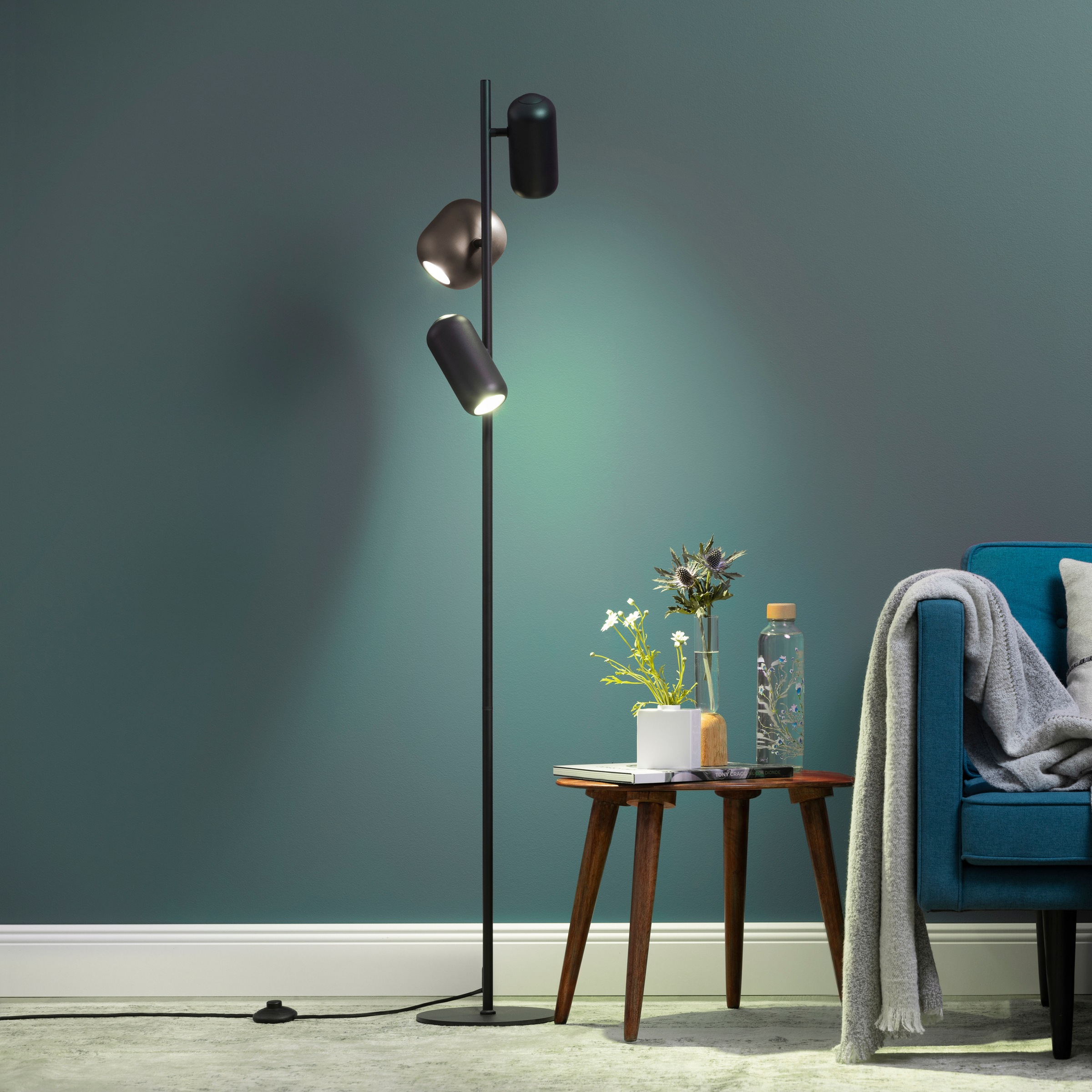 Brilliant Stehlampe »Jane« GU10 1 Stk. H 145 cm, 3x GU10 Fassung, schwenkbar, Metall, schwarz braun
