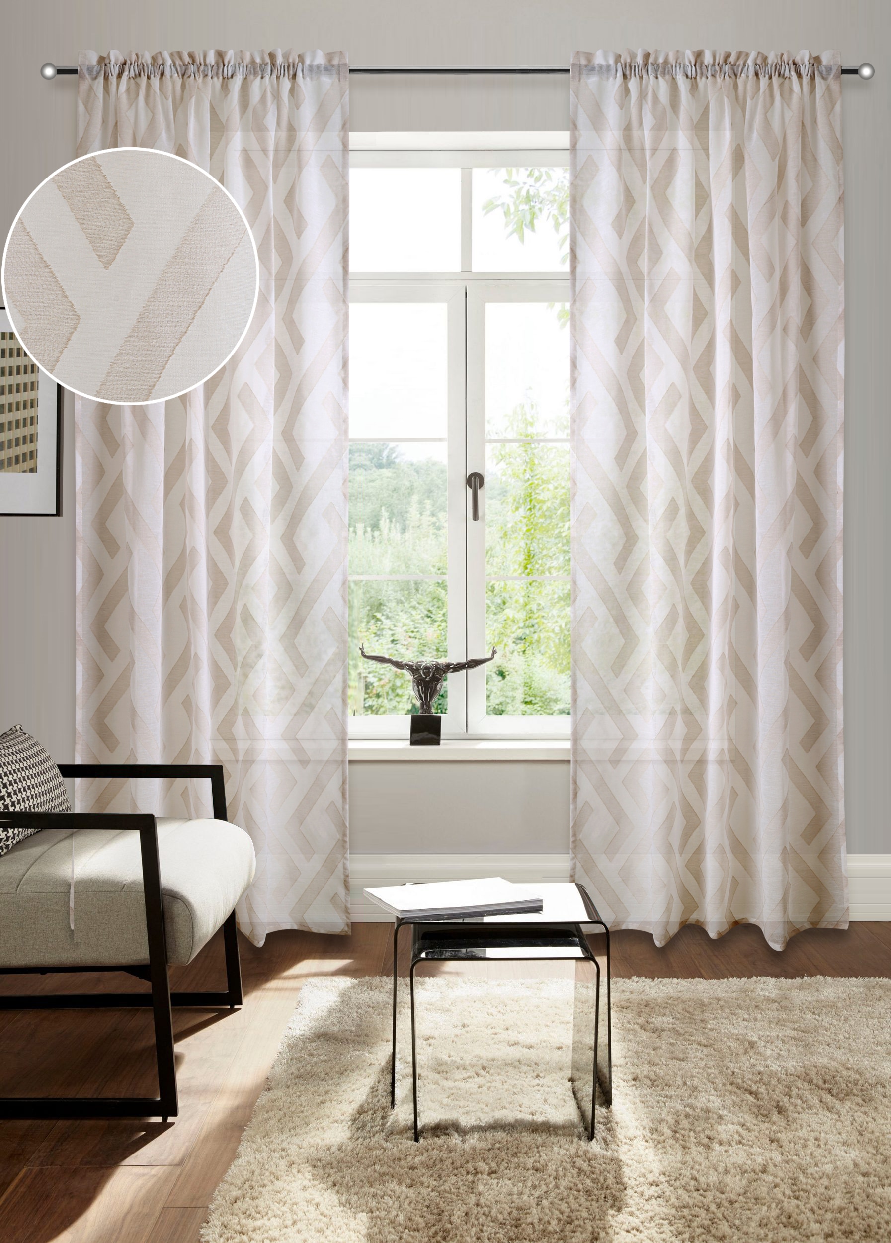 Bruno Banani Gardine "Lynn" Stangendurchzug 1 Stk. tlg. schöner Schal, Sche günstig online kaufen