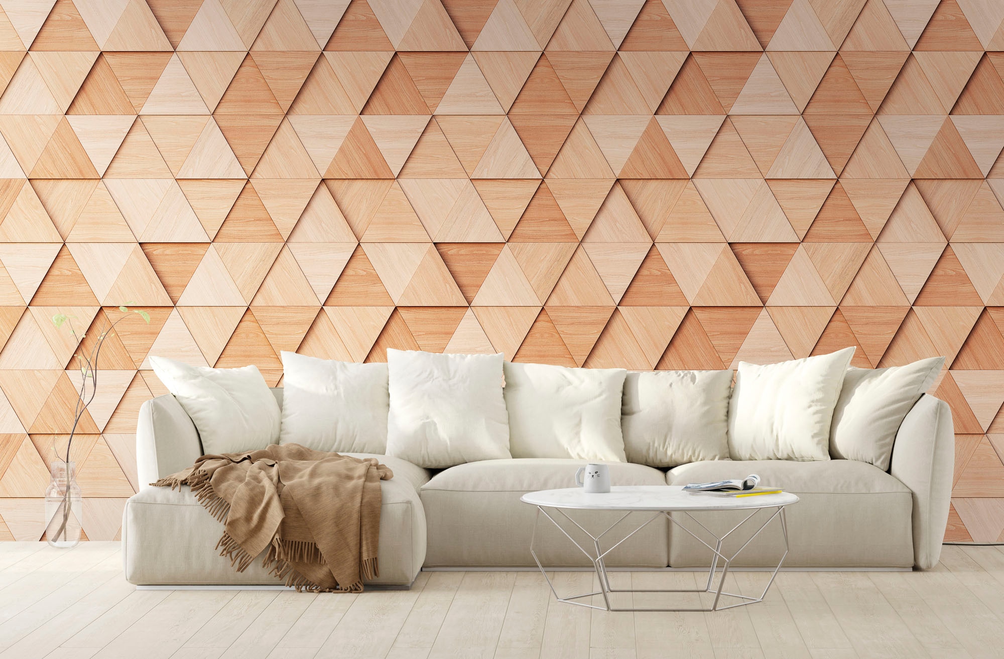 living walls Fototapete »The Wall«, 3D-Optik-matt-geometrisch, Fototapete Geometrisch Tapete 3D Beige