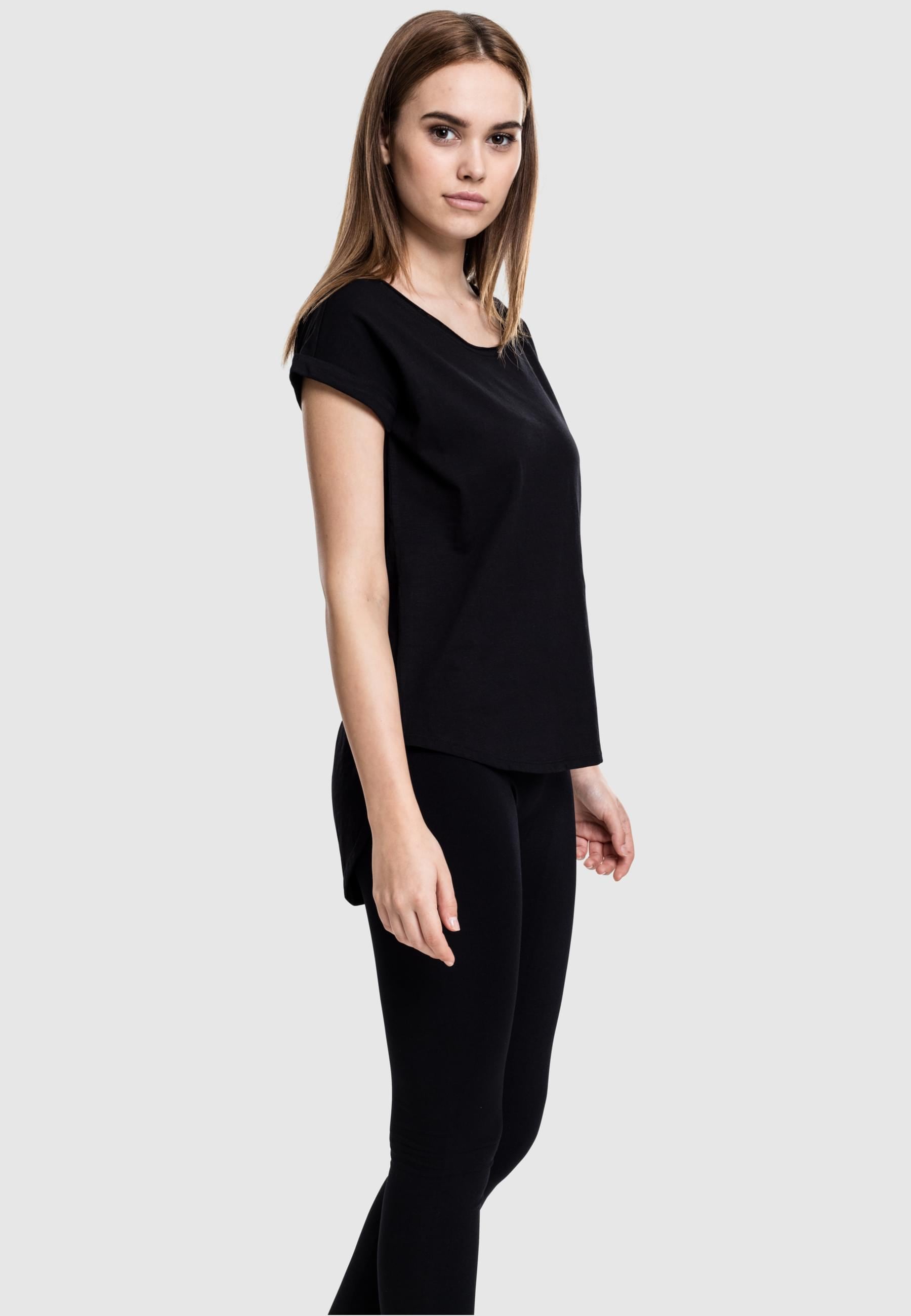 URBAN CLASSICS Kurzarmshirt »Urban Classics Damen Ladies Long Back Shaped Slub Tee«, (1 tlg.)