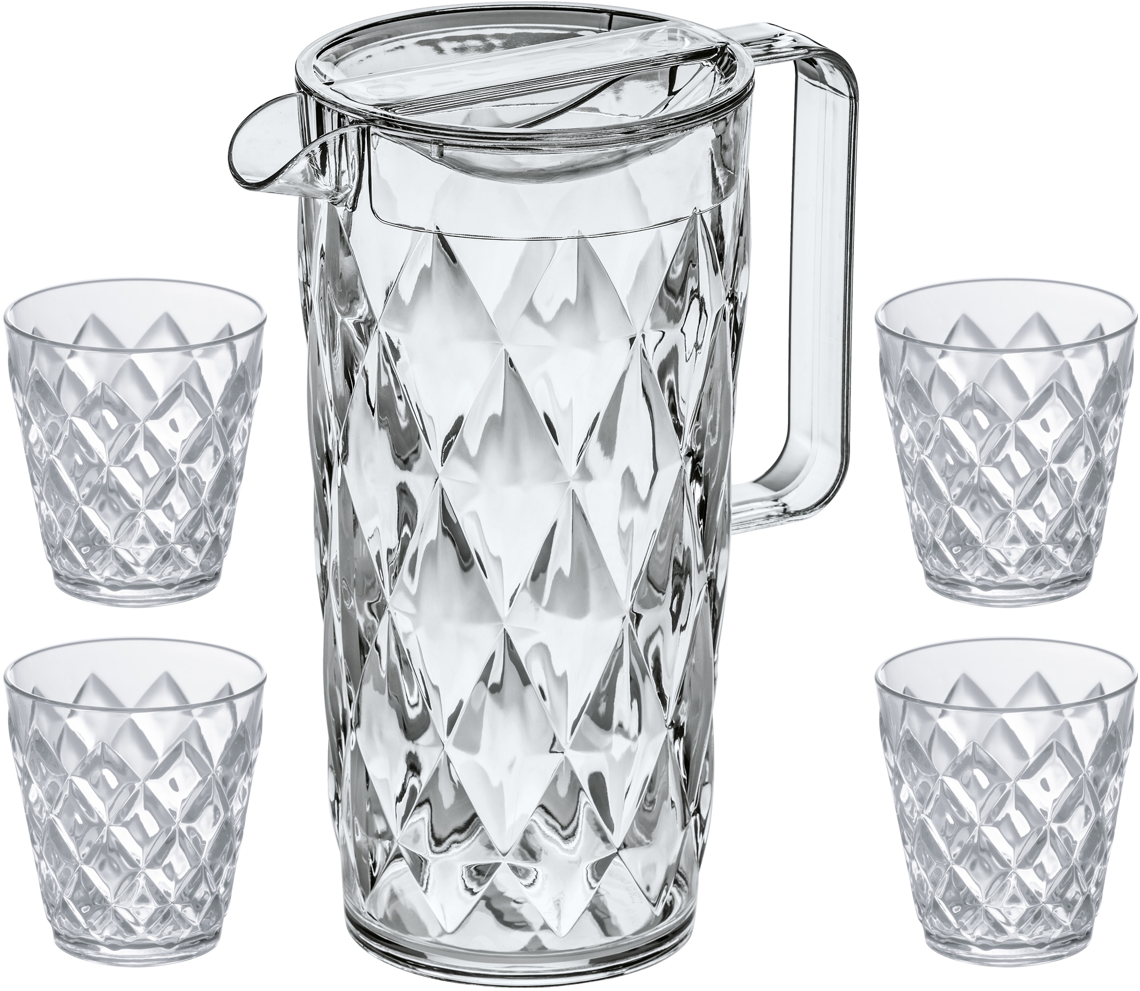 Kanne »CRYSTAL«, 1,6 l, (Set, 5 St.), spülmaschinenegeeignet, 100% recycelbar, 1 Kanne...