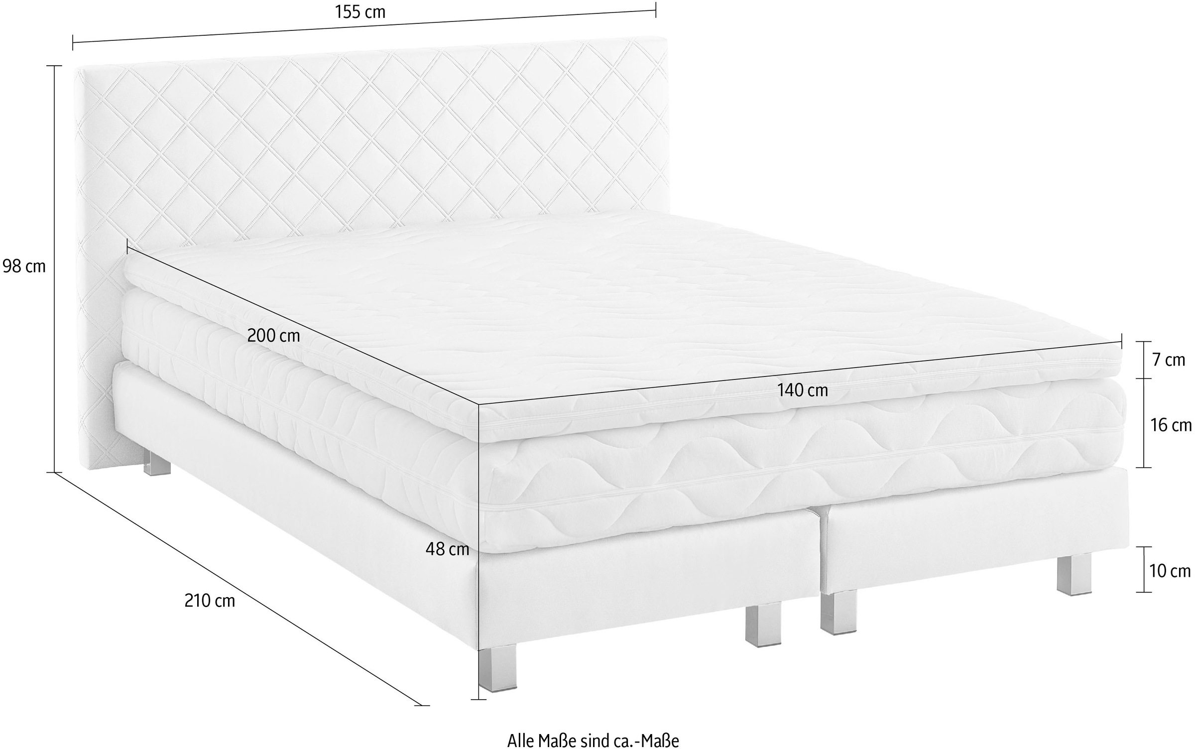 Westfalia Schlafkomfort Boxbett »Kyoto«, Kunstleder,Bonnell-,Kaltschaum-&Taschenferderkern wählbar in H2,H3,H4