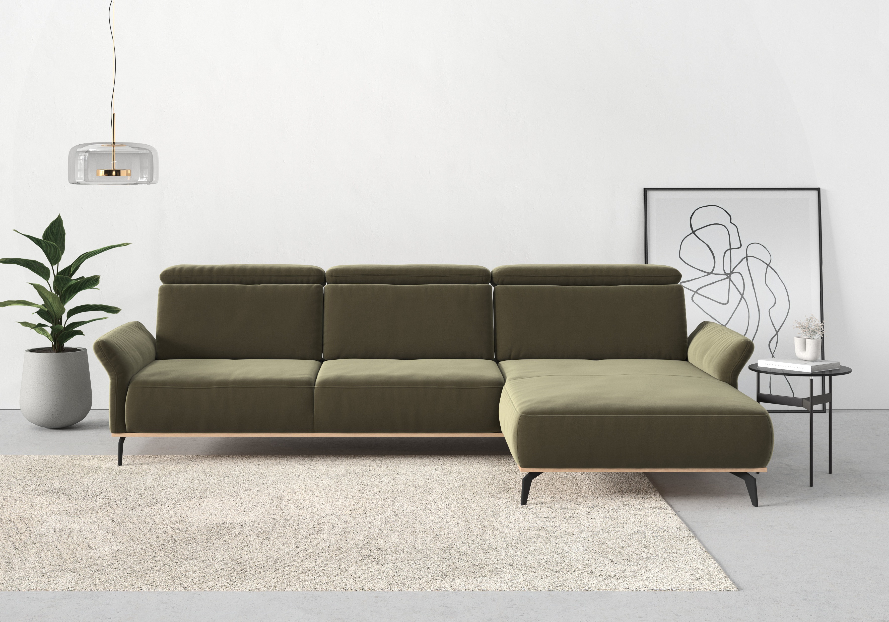 Thumbnail - PLACES OF STYLE Ecksofa "Fjord L-Form" massiv, wahlweise mit Armlehnfunktion, Kopf- Sitztiefenverstellung