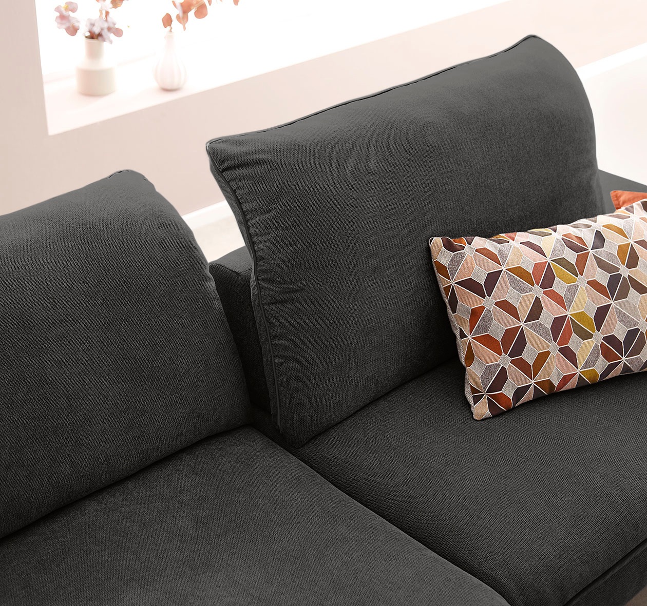 W.SCHILLIG Ecksofa »enjoy&MORE, Designsofa, elegant und bequem, L-Form«, mit Sitztiefenverstellung, Füße Chrom glänzend, Breite 294 cm
