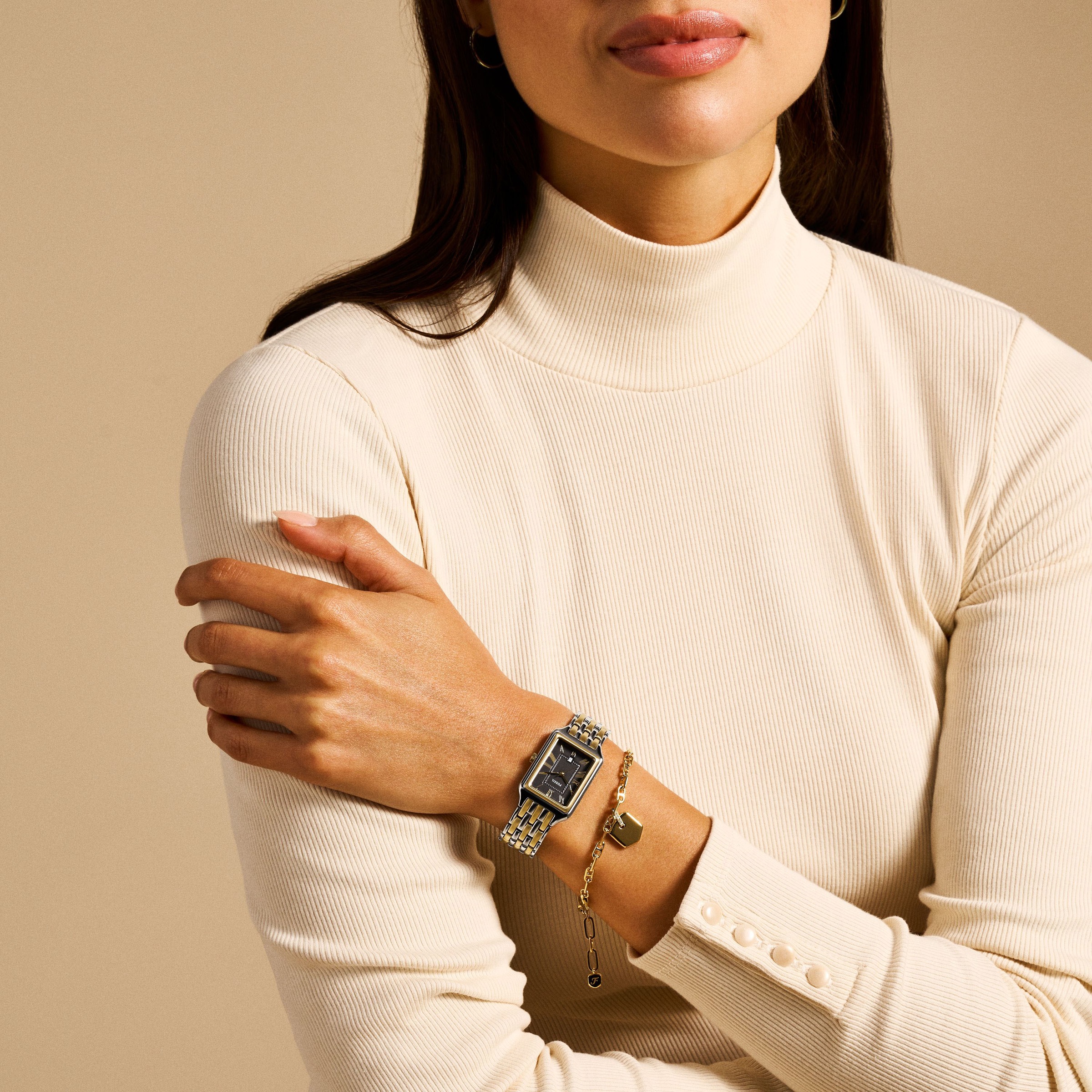 Fossil Quarzuhr »RAQUEL«, (Set, 2 tlg., mit Armband), Armbanduhr, Damenuhr, Edelstahlarmband, Ideal auch als Geschenk