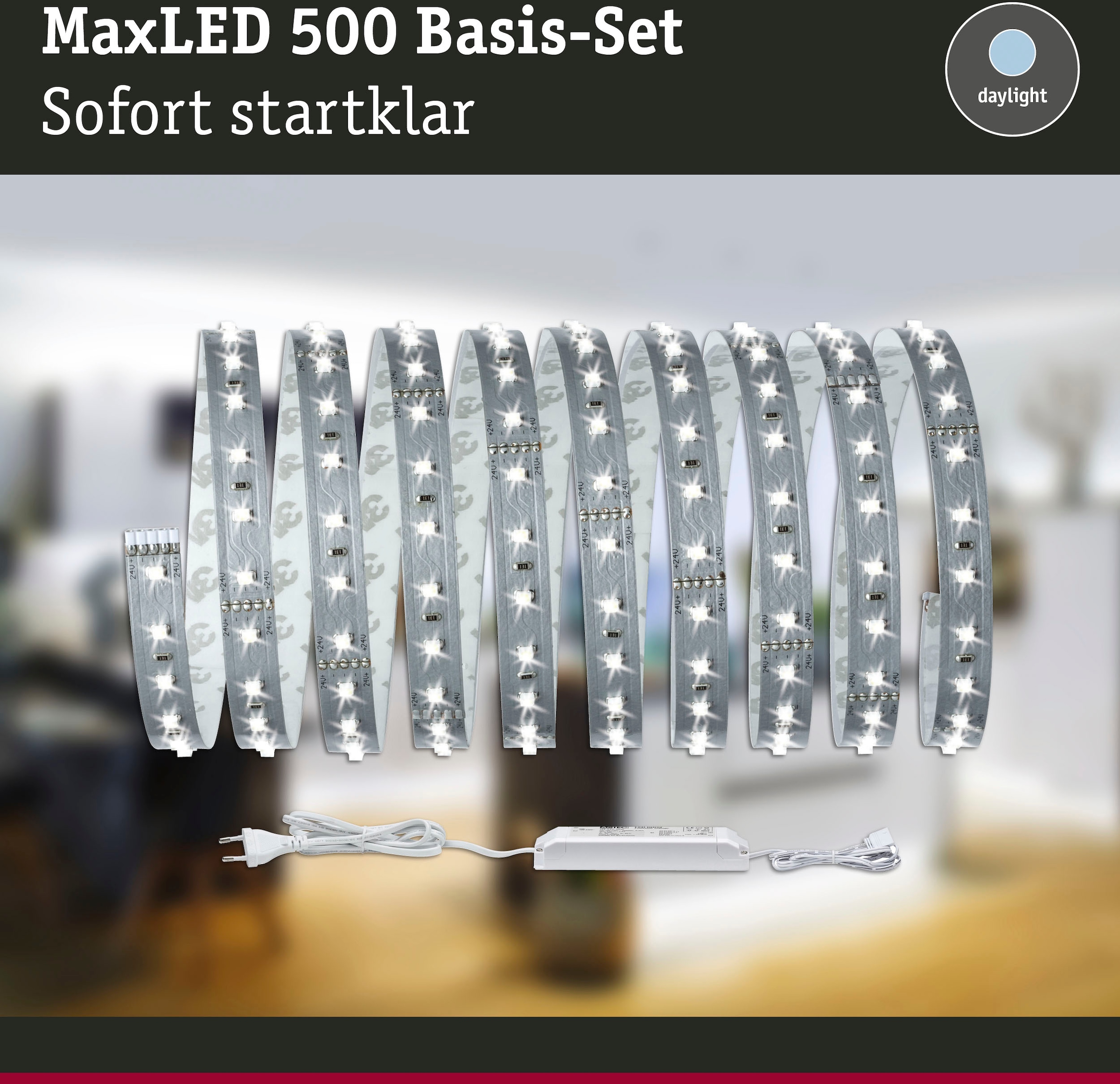 1650lm | Basisset »MaxLED Paulmann Tageslichtweiß 1 Black 3m 18W St.-flammig LED-Streifen 6500K Friday BAUR unbeschichtet«, 500