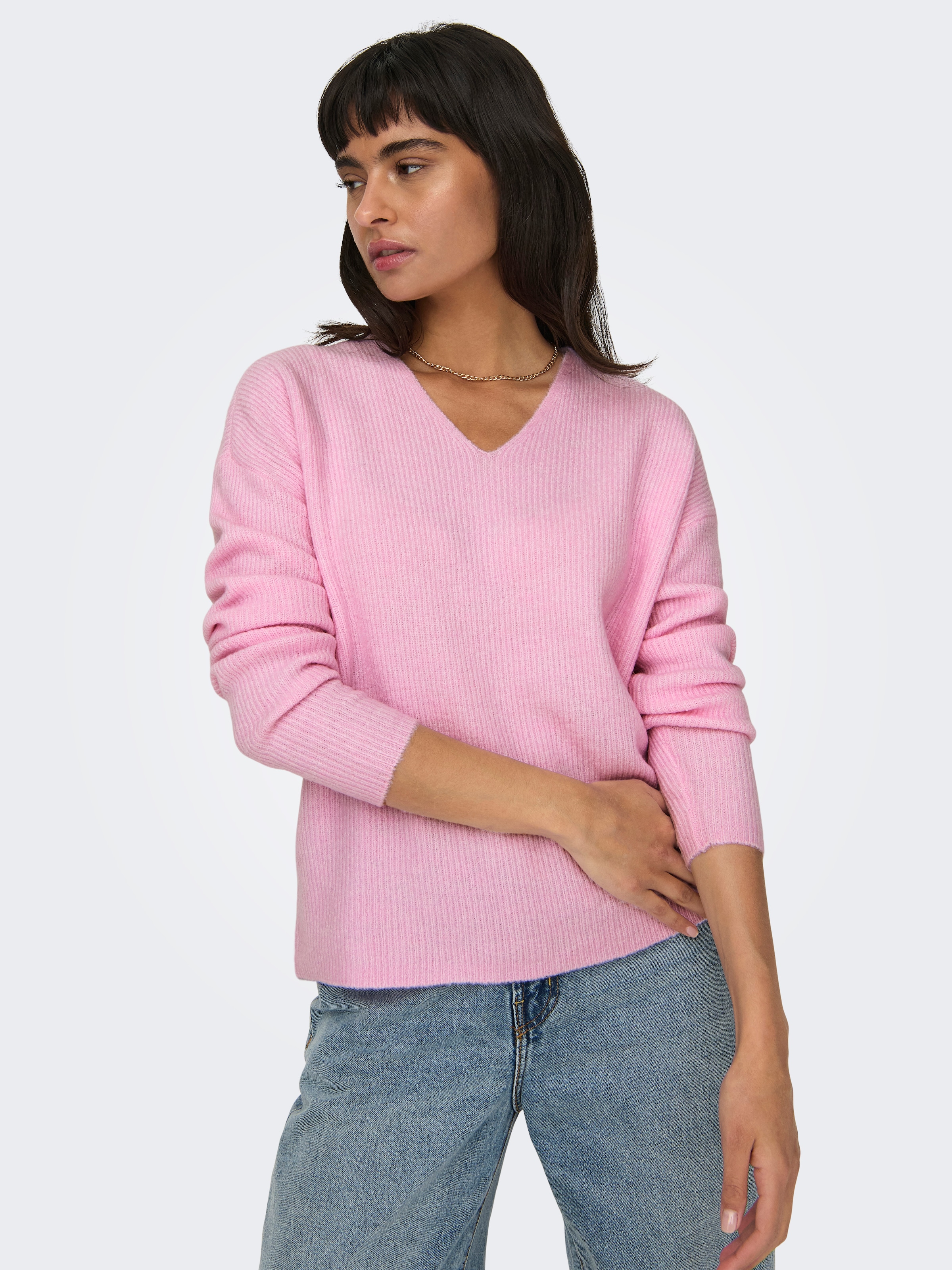 ONLY "ONLCAMILLA V-NECK L/S PULLOVER KNT NOOS" Materialmix, regular fit günstig online kaufen
