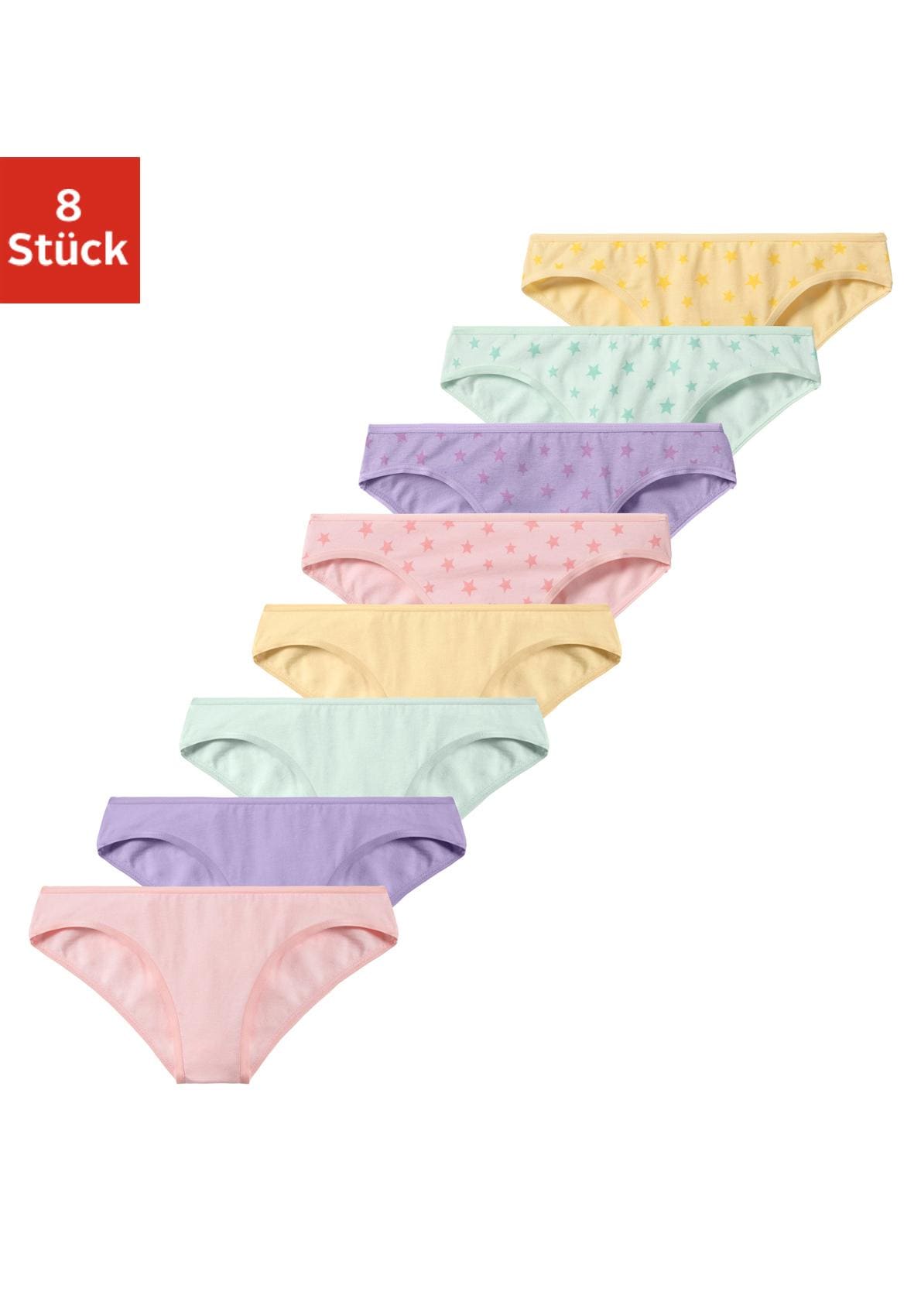 petite fleur by Lascana Bikinislip Packung, 8 Stk. mit Herzchendruck und unifarben, Baumwollmischung