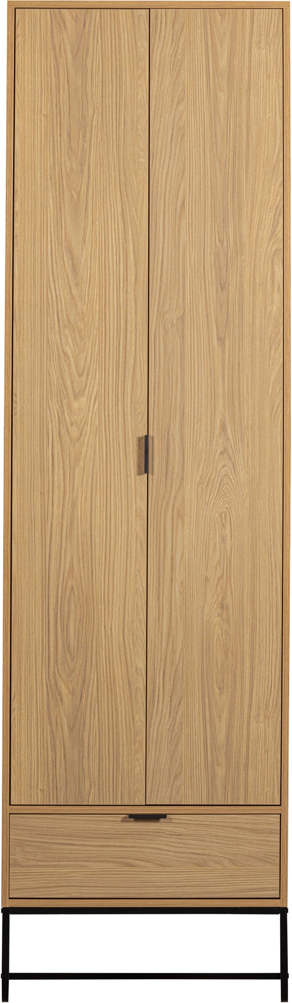 Mehrzweckschrank WOOOD, B:60cm H:210cm T:36cmtransparent, Massivholz, Küche, Schränke, "WOOOD SILAS SCHRANK EICHE DEKOR [fsc]", schmaler Hochschrank