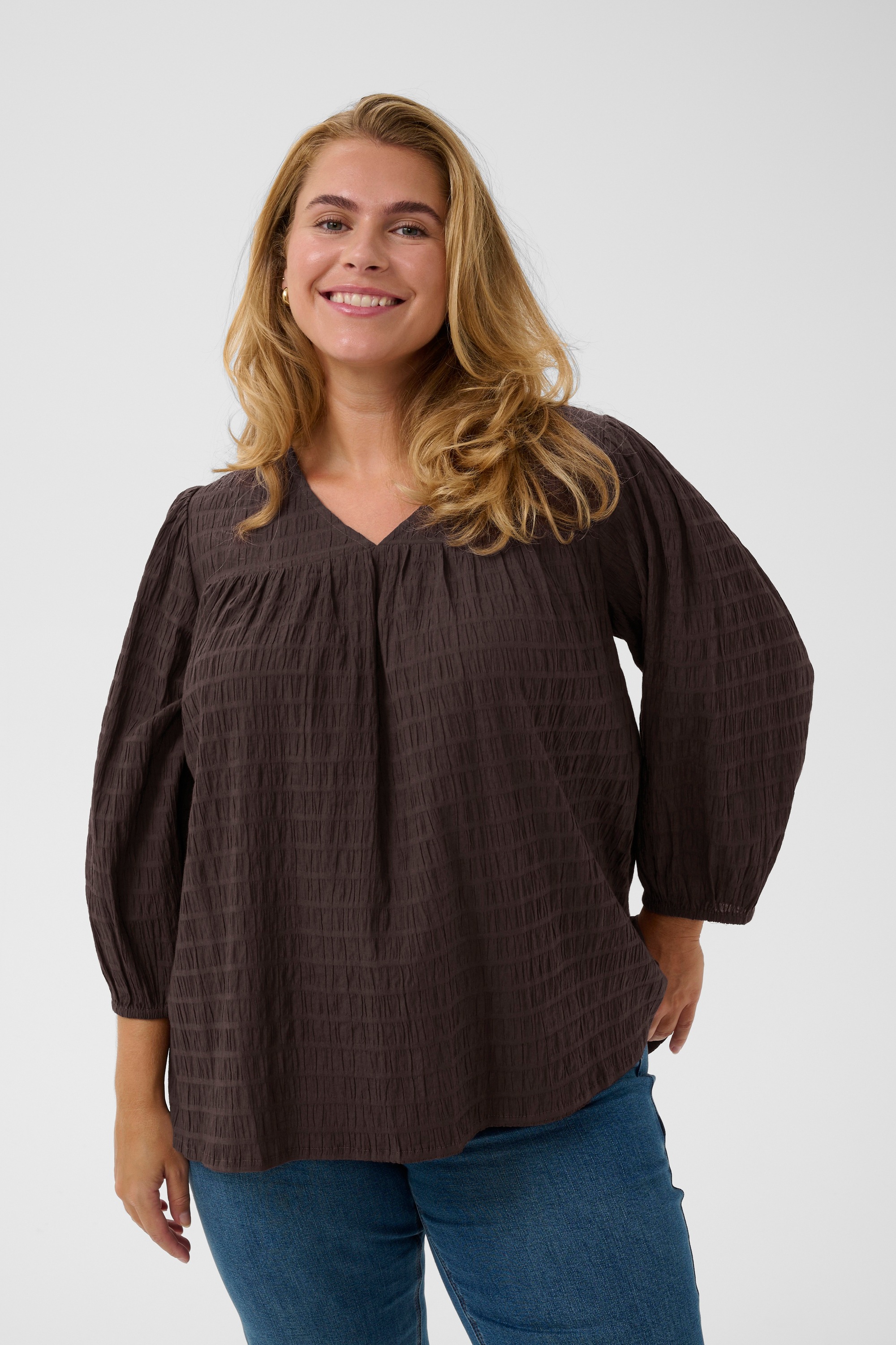 KAFFE Curve Langarmbluse »Damen Bluse langarm KCmaisie«