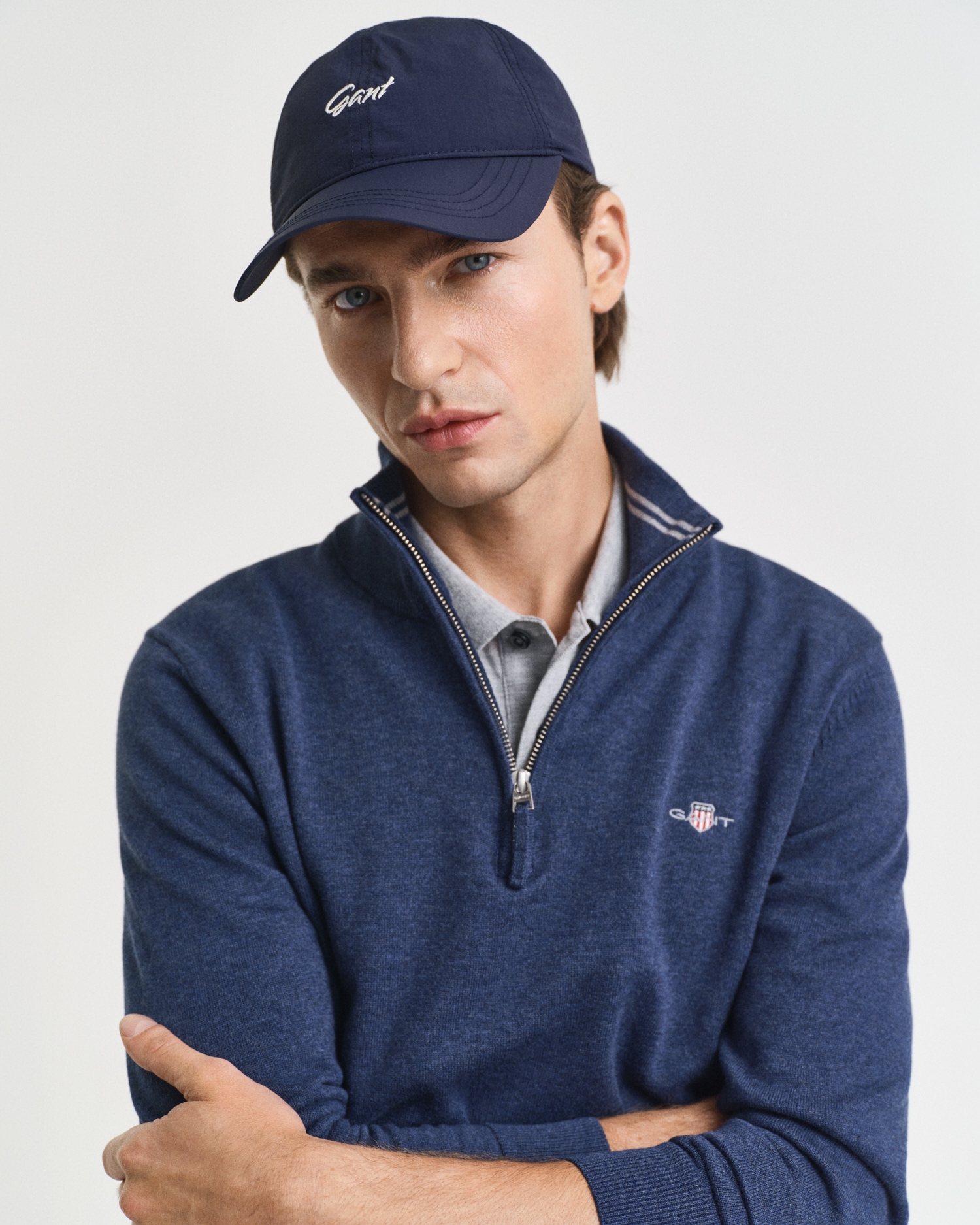 Gant Troyer »CLASSIC COTTON HALF ZIP«, mit gerippten Details