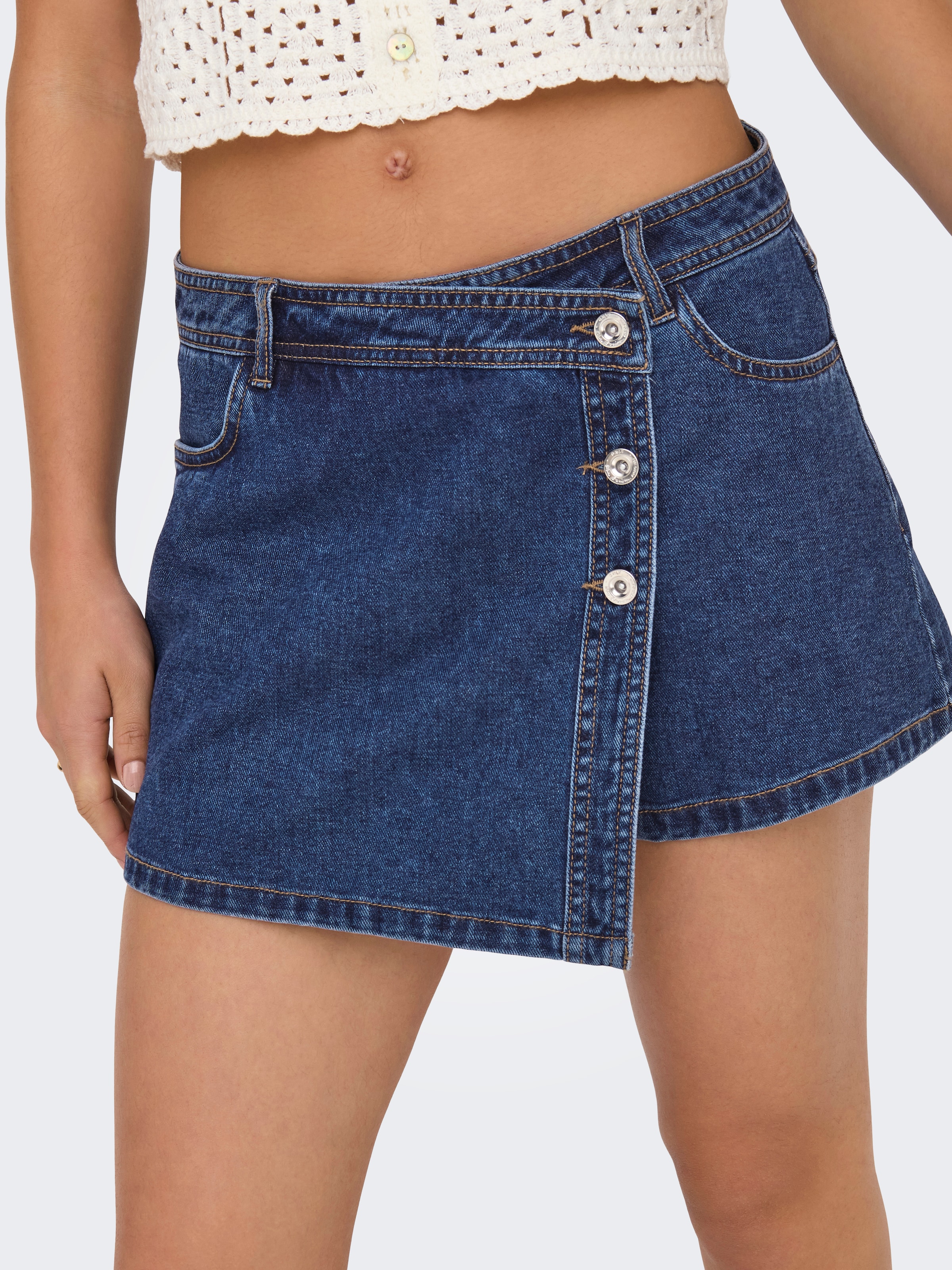 ONLY Jeansshorts »ONLLESLY REG LB DNM SKORT BJ NOOS« Baumwolle, Regular Waist, Hosenrock