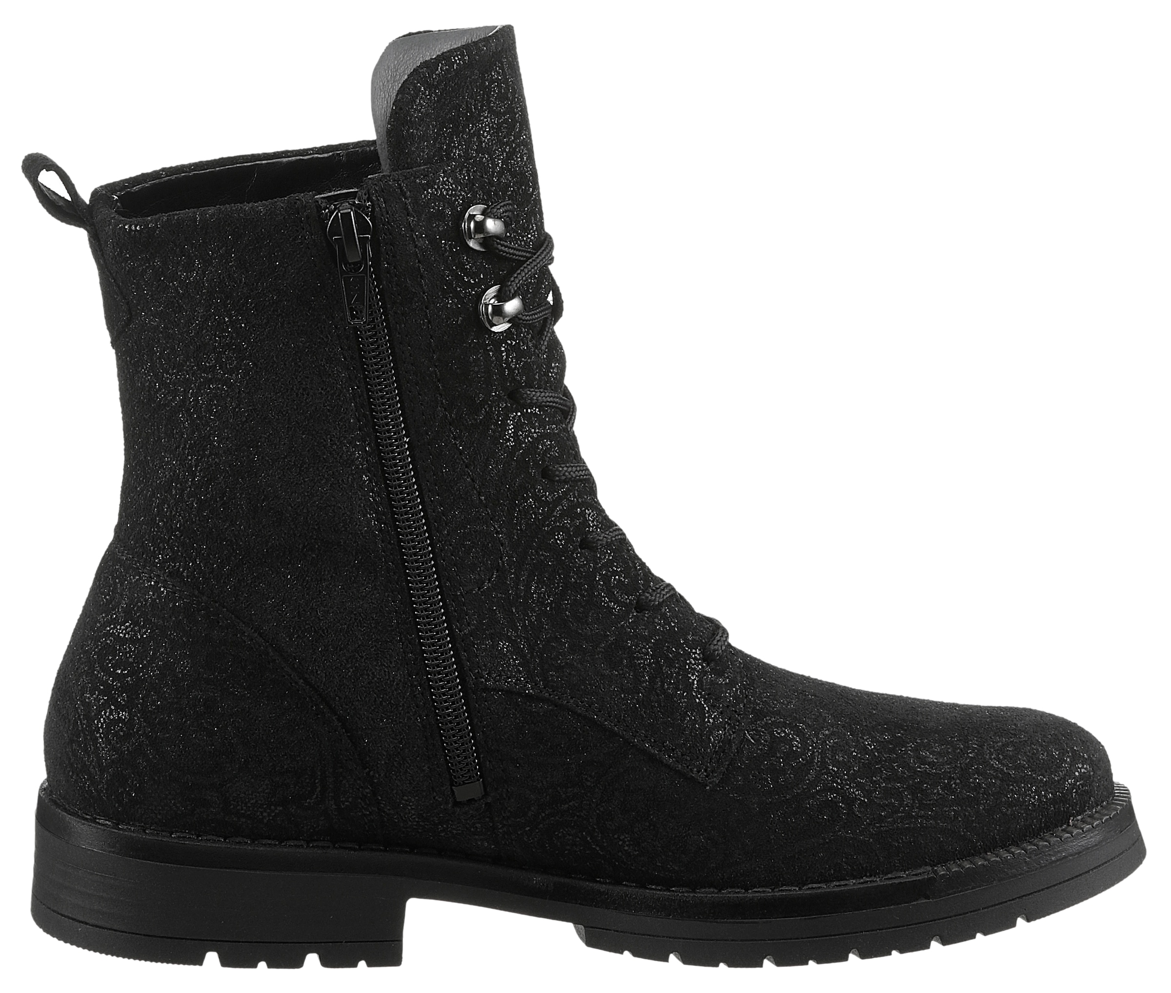 Waldläufer Schnürstiefelette »G-RAVINA«  Schnürboots, Blockabsatz, in floraler Optik, Komfortweite G (=weit)