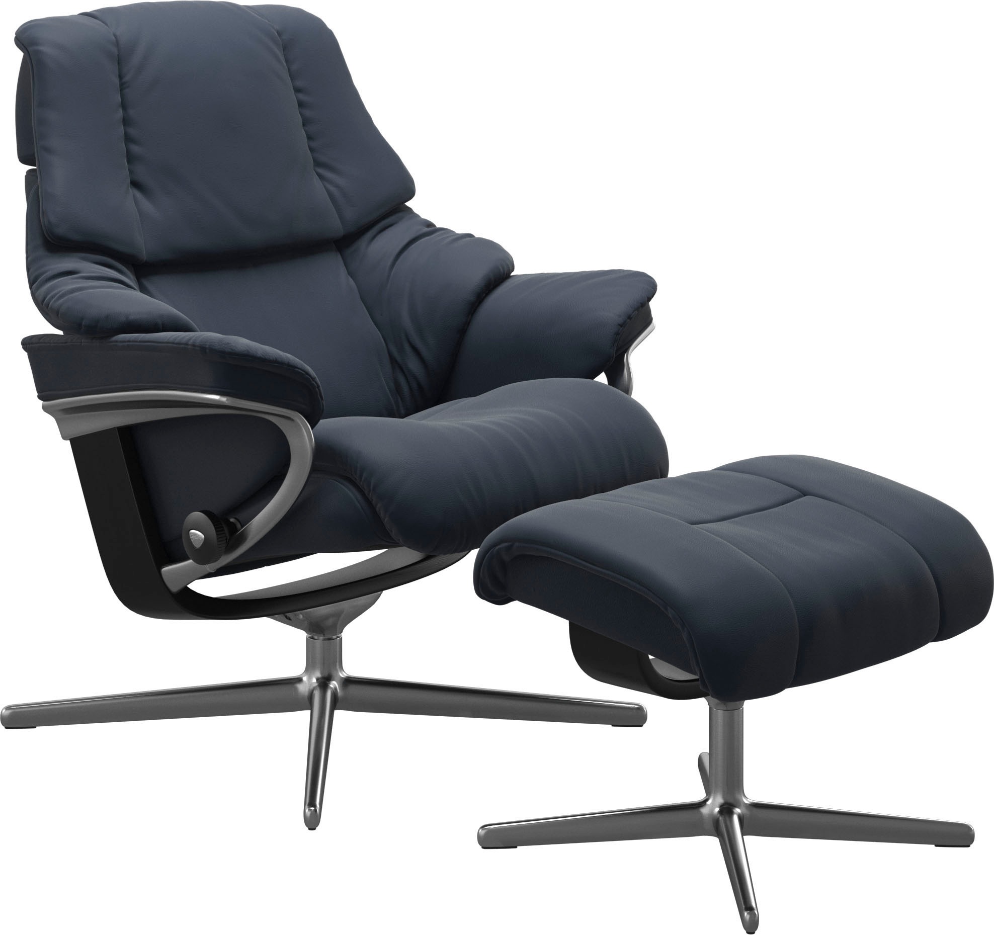 Stressless® Relaxsessel »Reno«, (Set, Relaxsessel mit Hocker), mit Hocker, mit Cross Base, Größe S, M & L, Holzakzent Schwarz