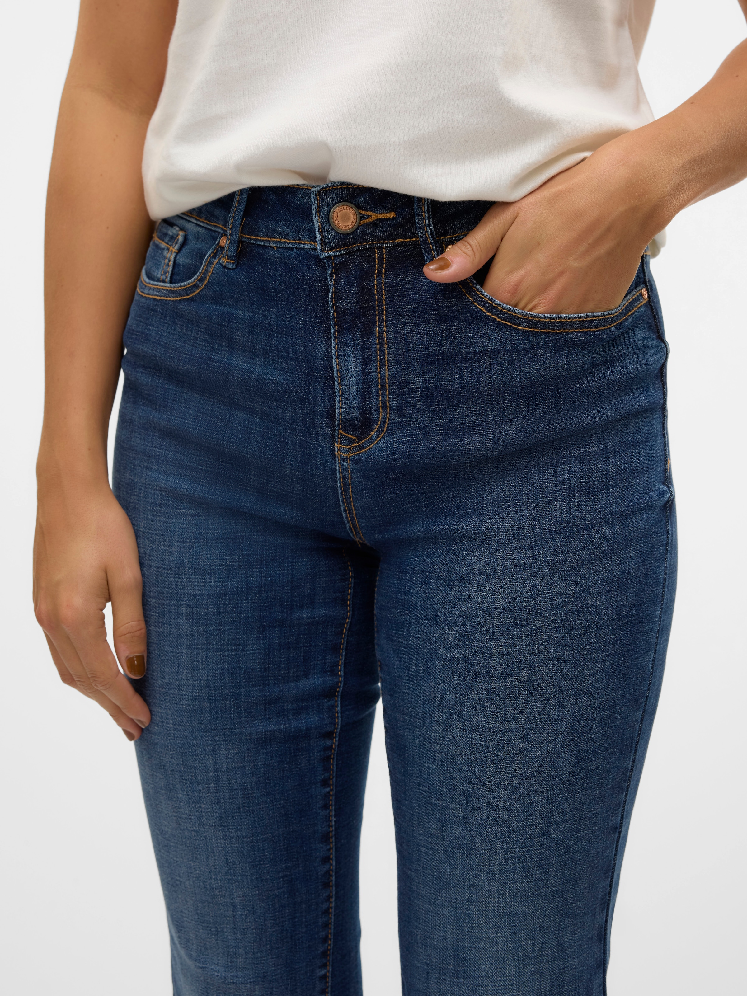 Vero Moda Straight-Jeans »VMFLASH MR STRAIGHT JEANS LI3300 GA NOOS« Baumwollmischung mit Stretch, regular waist, straight fit