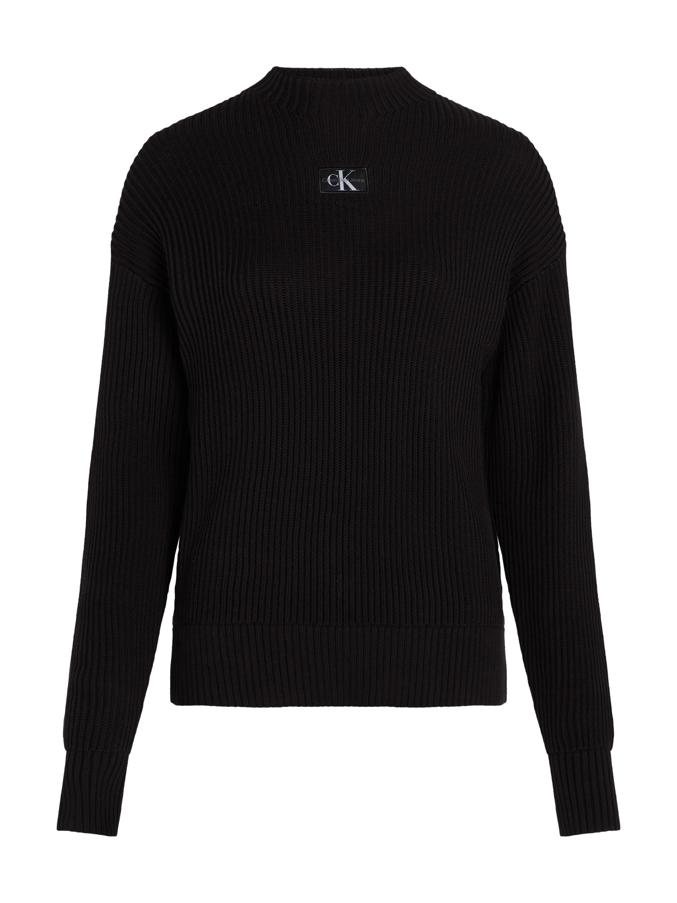 Calvin Klein Jeans Stehkragenpullover »WOVEN LABEL LOOSE SWEATER«, mit Logopatch