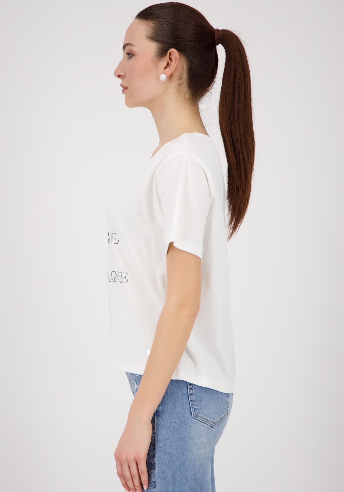 Monari T-Shirt »Shirt Schmuckschrift«, Regular fit mit Rundhalsausschnitt