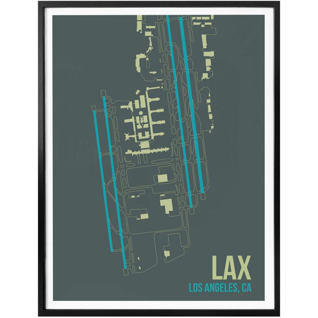 Wall-Art Poster »Wandbild LAX Grundriss Los Angeles«, Grundriss, (1 St.)