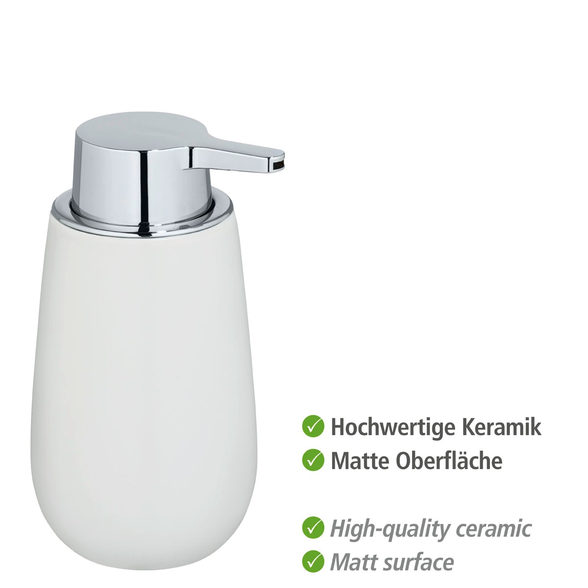 WENKO Seifenspender »Badi«, (1 tlg.), Weiß, Keramik, 320 ml