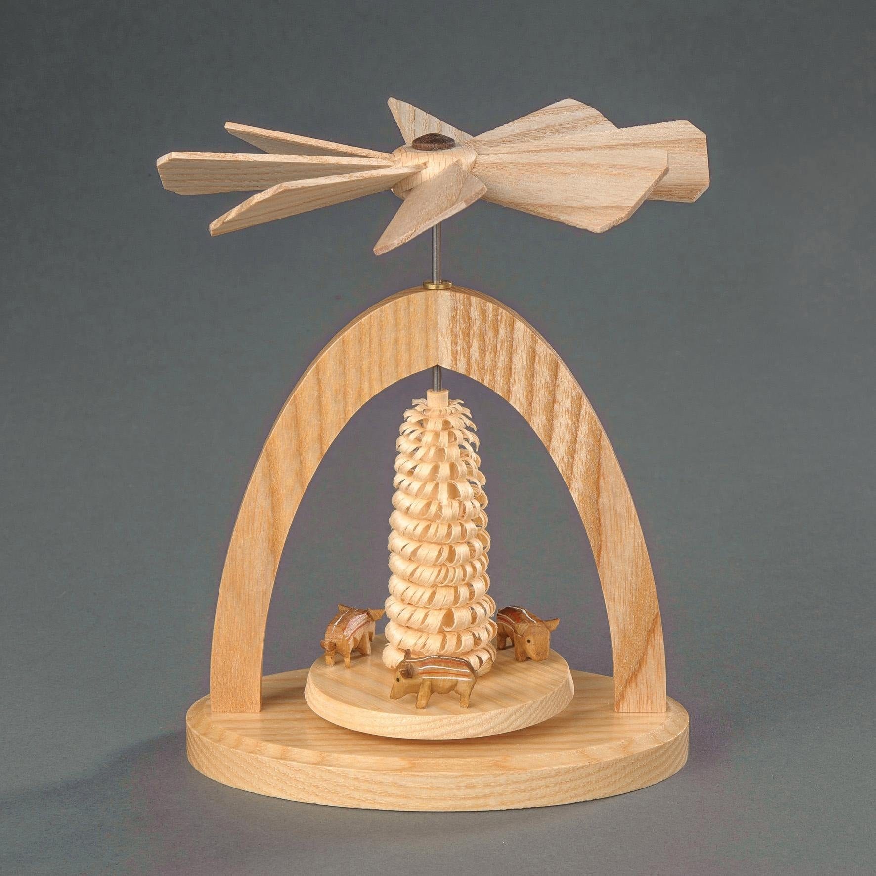 Albin Preissler Weihnachtspyramide "Wärmespiel mit Frischlingen, Handwerkskunst aus dem Erzgebirge" Weihnachtsdeko aus Holz