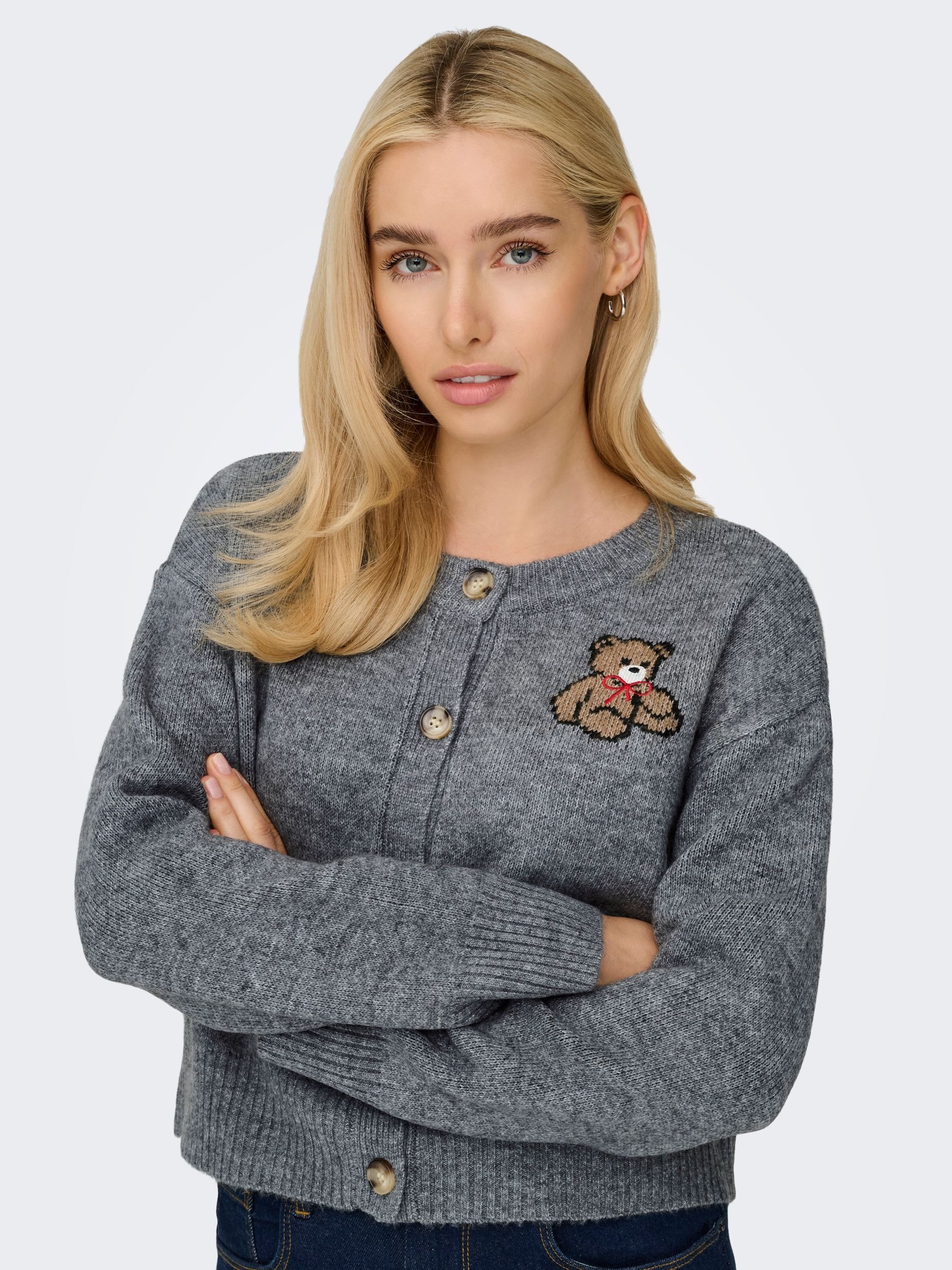ONLY Strickjacke »ONLTEDDY LS CARDIGAN EX KNT« mit Teddy Motiv