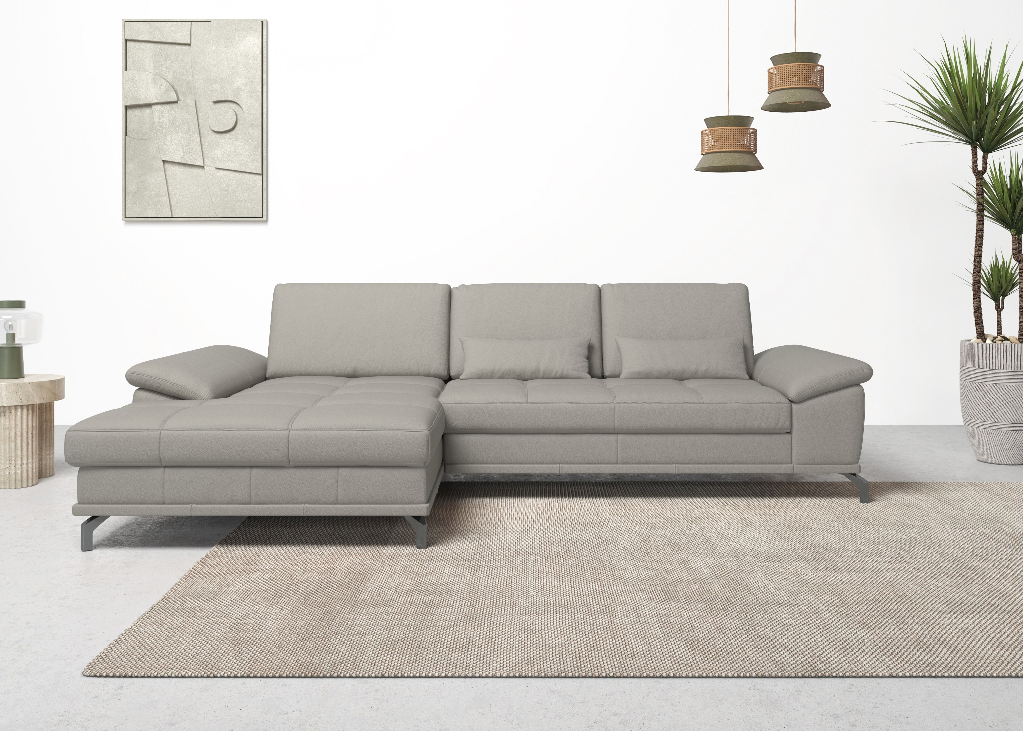 OTTO home Ecksofa "Costello L-Form, B: 301cm, Sitztiefen & Armteilverstellung, Federkern" 3 Nierenkissen, optional Schlaffunktion & Bettkasten