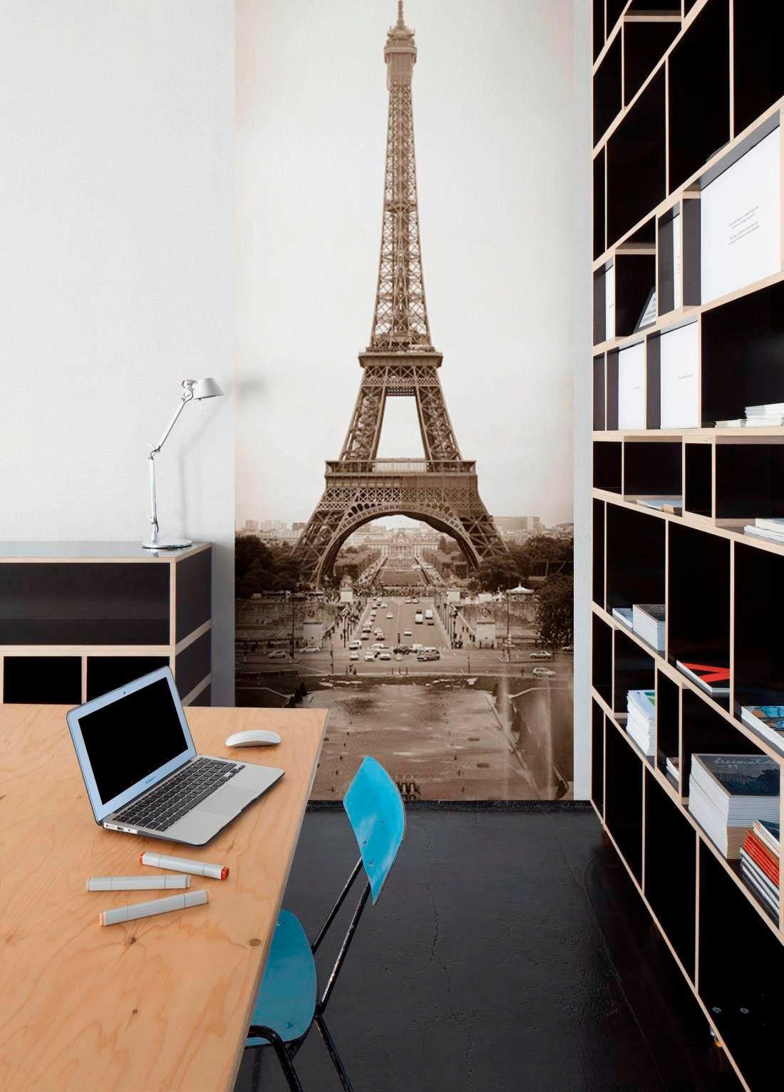 living walls Fototapete "Eiffelturm Paris" glatt Fototapete Eiffelturm Brau günstig online kaufen