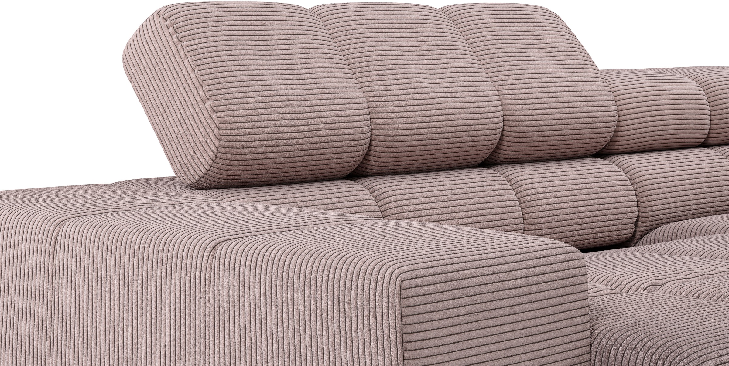 INOSIGN Ecksofa »Ancona, incl. Kopfteilverstellung + 3 Zierkissen, L-Form, bequem«, wahlweise motorische Sitztiefenverstellung, B/T(H: 249/215/70 cm