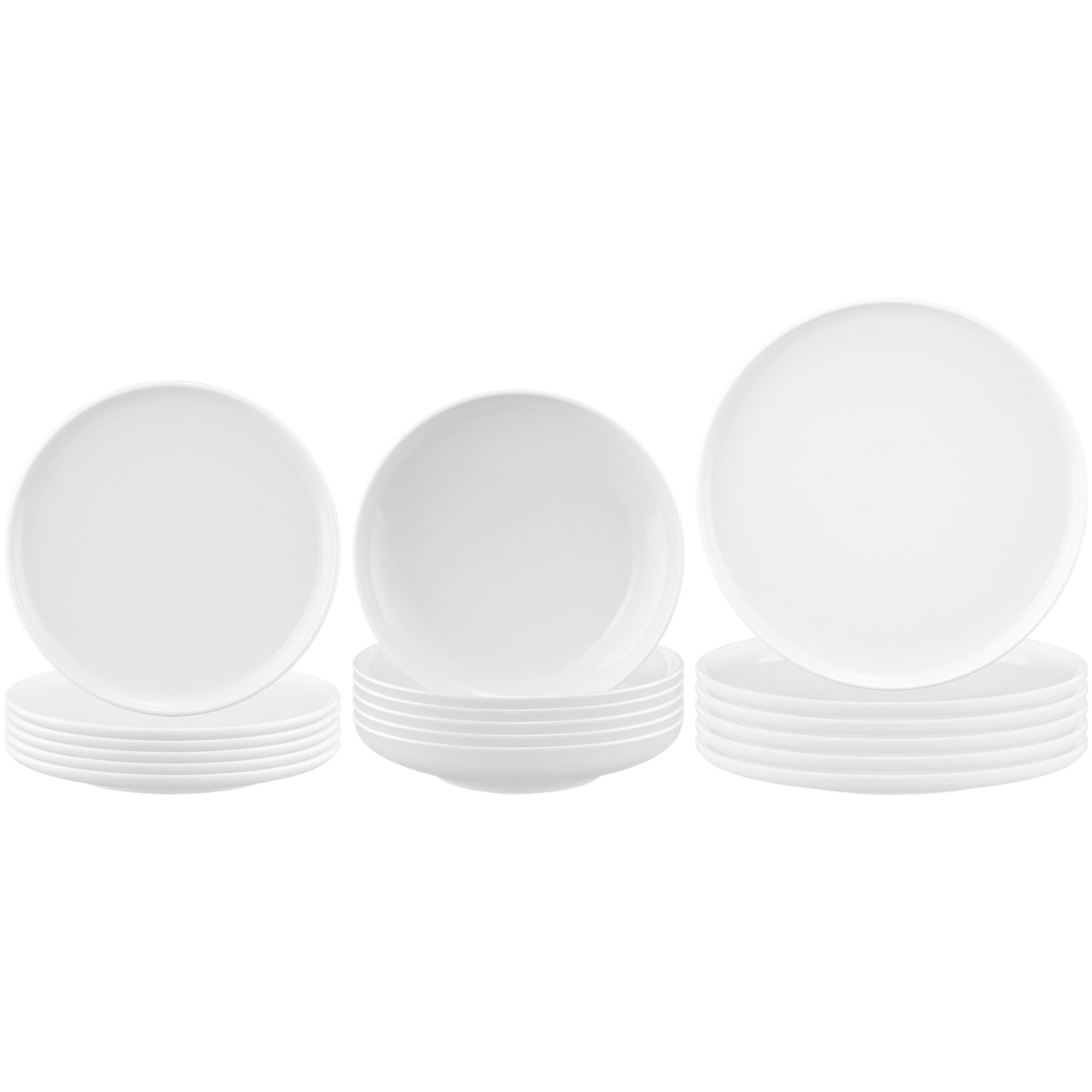 Seltmann Weiden Geschirr-Set "Teller-Set Sento Home 18er Set weiß" Spülmaschinengeeignet, Mikrowellengeeignet, Ofenfest, Salamandergeeignet, Kühlschrankgeeignet, Gefrierschrankgeeignet