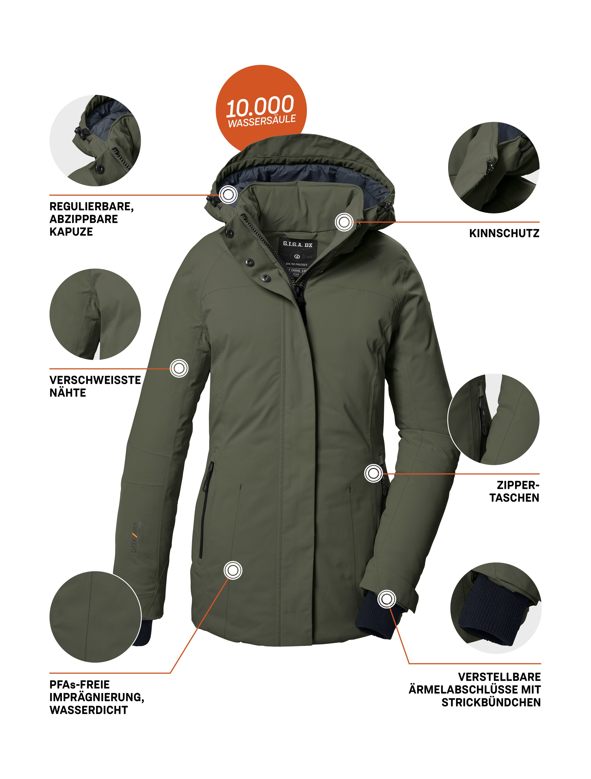 G.I.G.A. DX by killtec Funktionsjacke »GW 6 WMN JCKT«, Damen Winterjacke: wasserdicht, atmungsaktiv, abnehmbare Kapuze