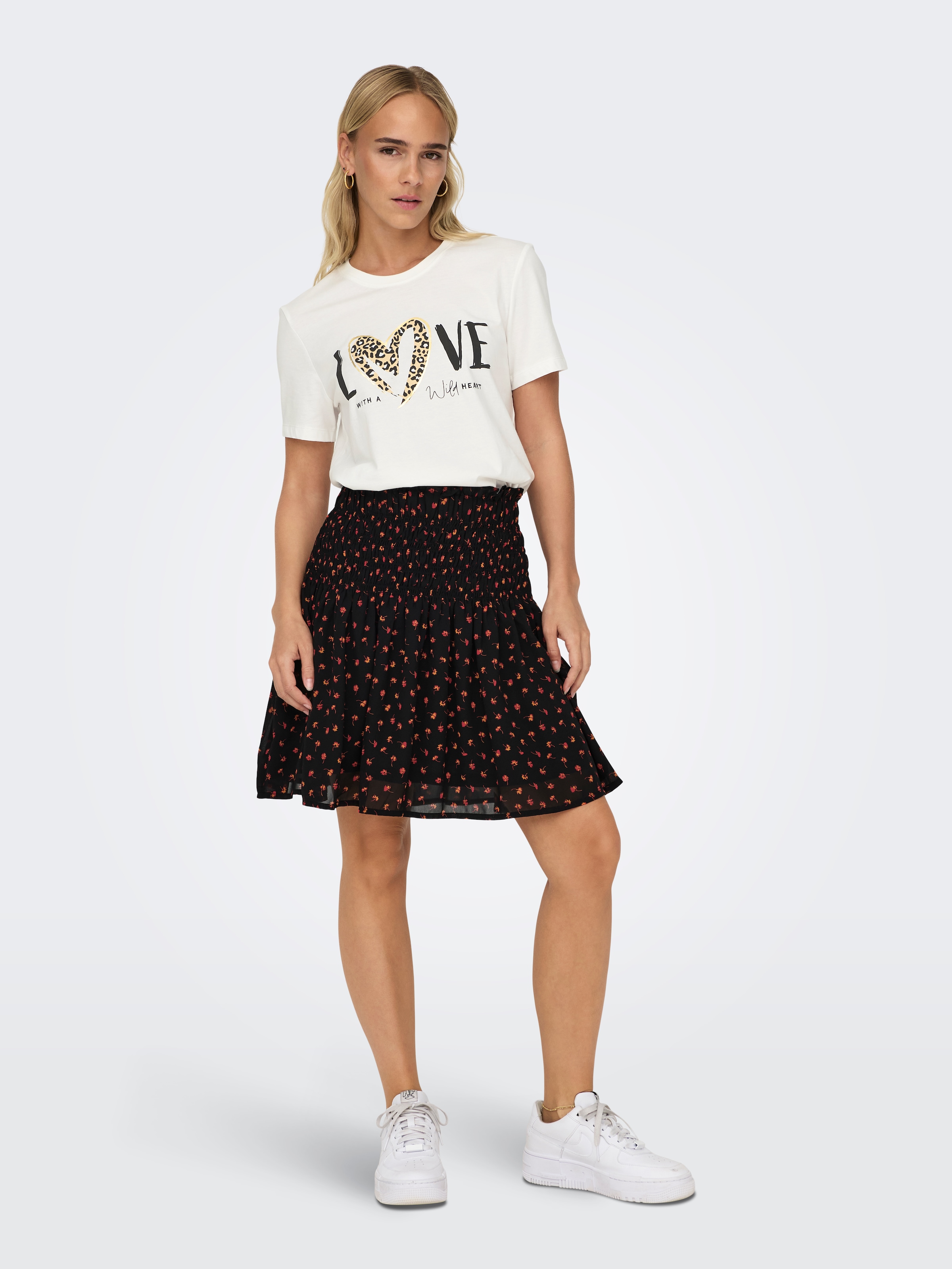 ONLY Kurzarmshirt »ONLFREA S/S WILD TOP BOX JRS« Baumwolle, regular fit, Rundhals