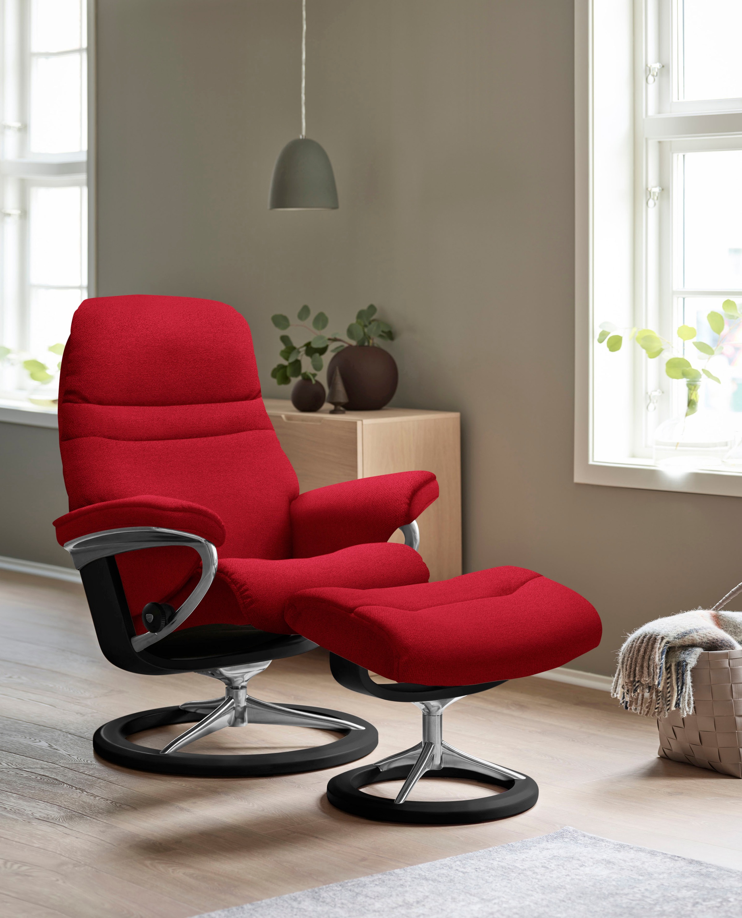 Stressless® Relaxsessel »Sunrise«, (Set, Relaxsessel mit Hocker), mit Signature Base, Größe M, Gestell Schwarz