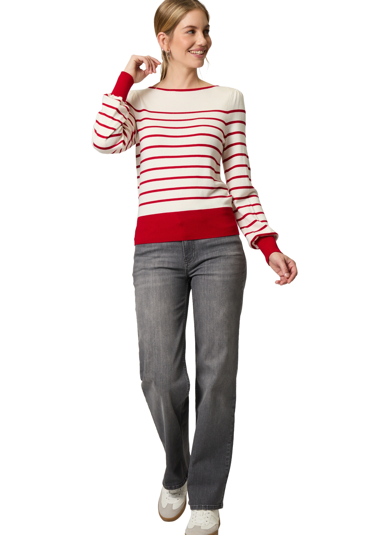 Zero Strickpullover »zero Pullover mit Streifen«, (1 tlg.), Plain/ohne Details